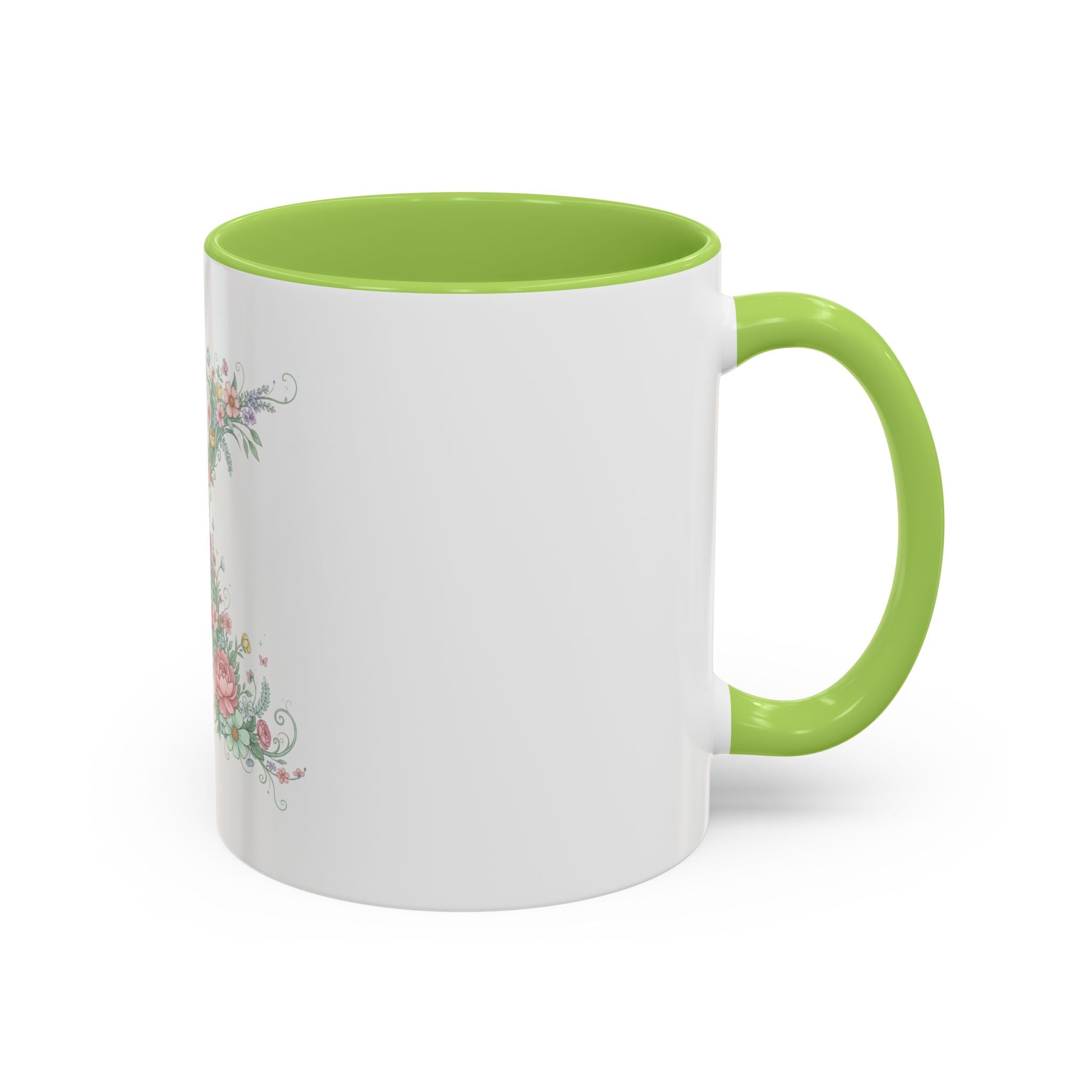 Floral Monogram 'K' Accent Coffee Mug — Elegant Initial Gift (11oz, 15oz)