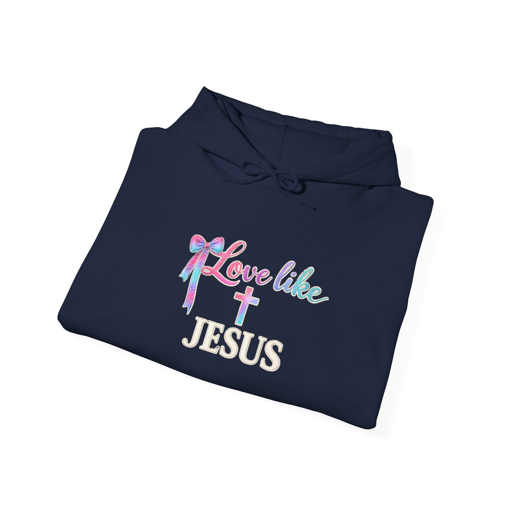 Love Like Jesus Hoodie — Faith-Based Christian Pullover with Cross Design