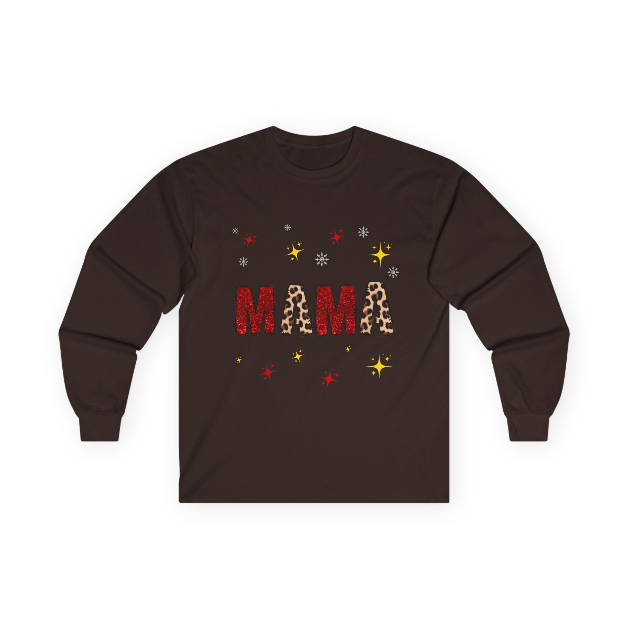 Mama Leopard Print Long Sleeve Tee — Cute Sparkle Mother's Day Shirt