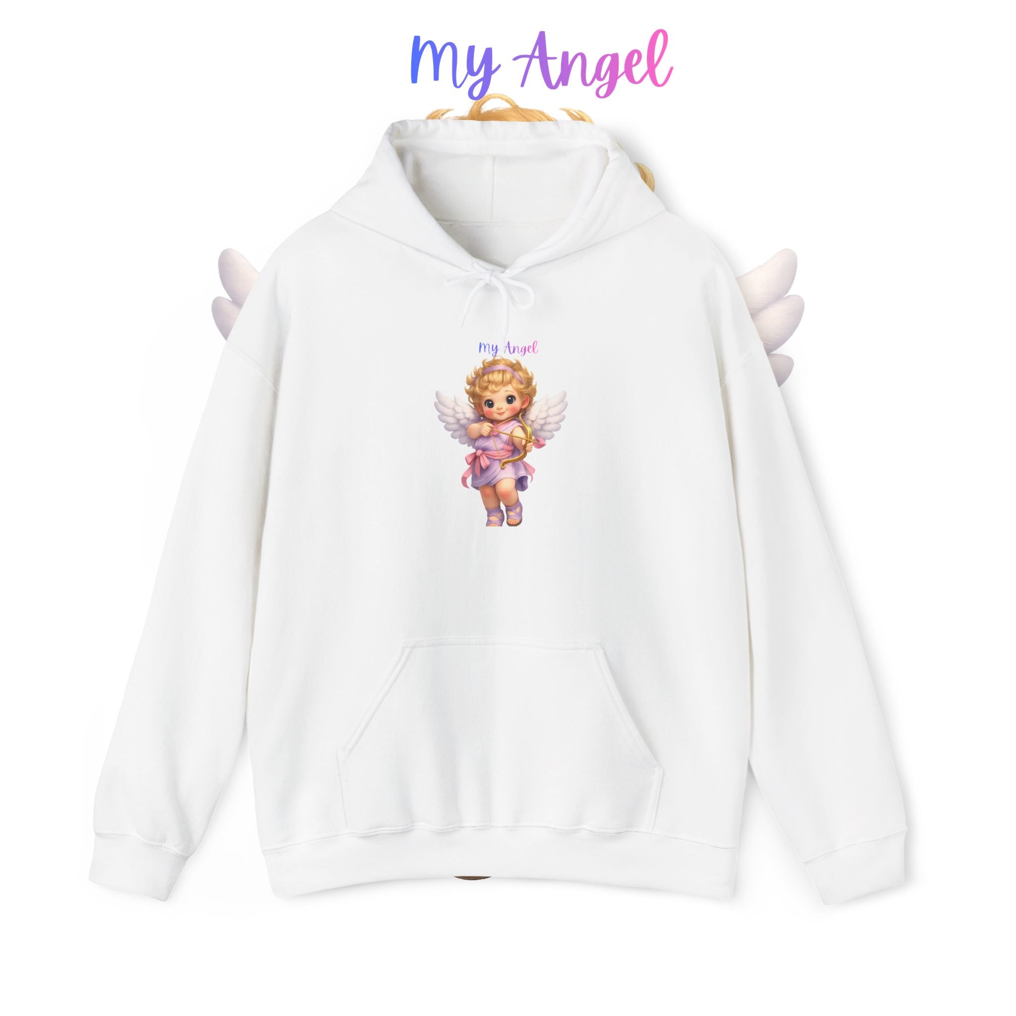 Angel Cherub Hoodie — 'Pray Hard' Cute Vintage Baby Angel Pullover