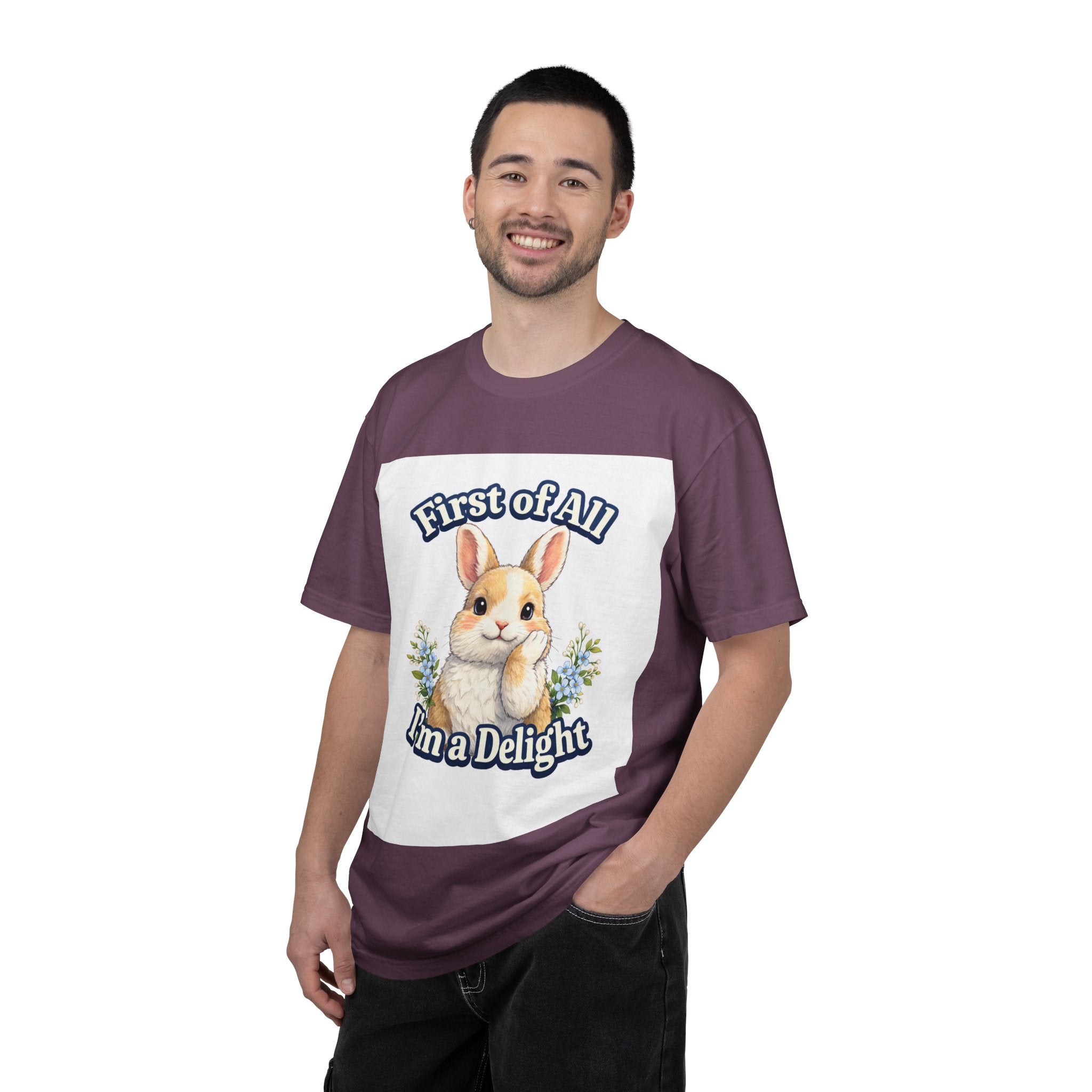 Bunny Graphic T-Shirt — "First of All I’m a Delight" Cute Rabbit Tee