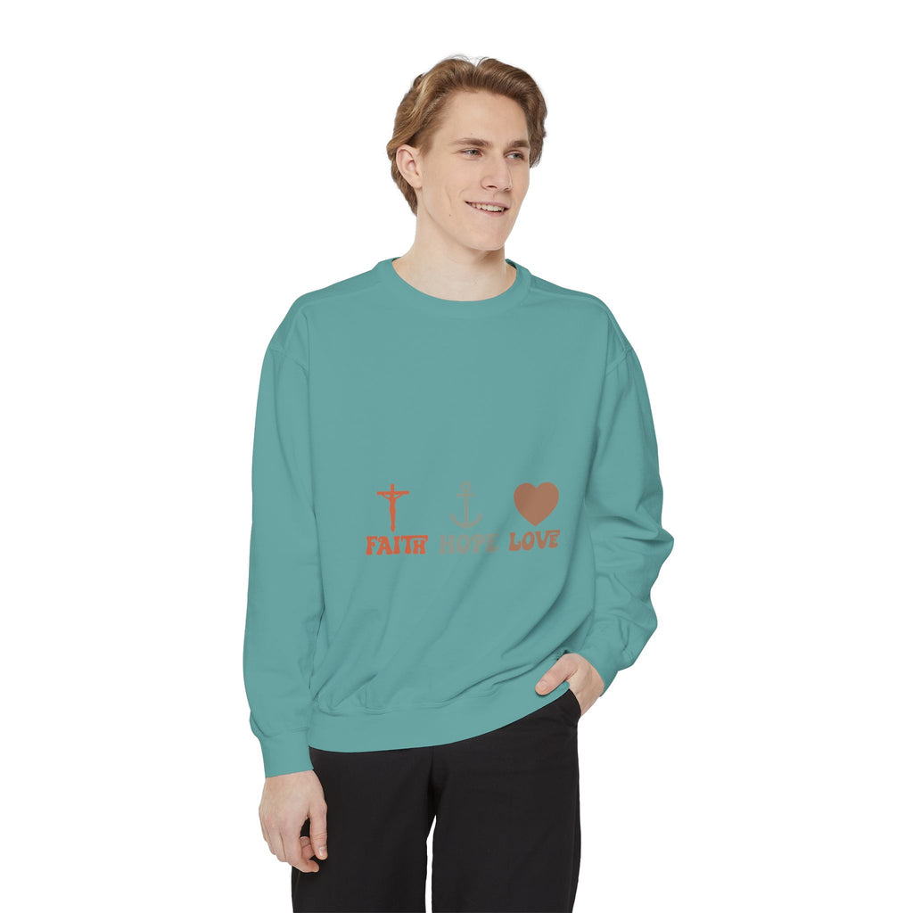 Faith Hope Love Sweatshirt — Christian Anchor Cross Heart Crewneck