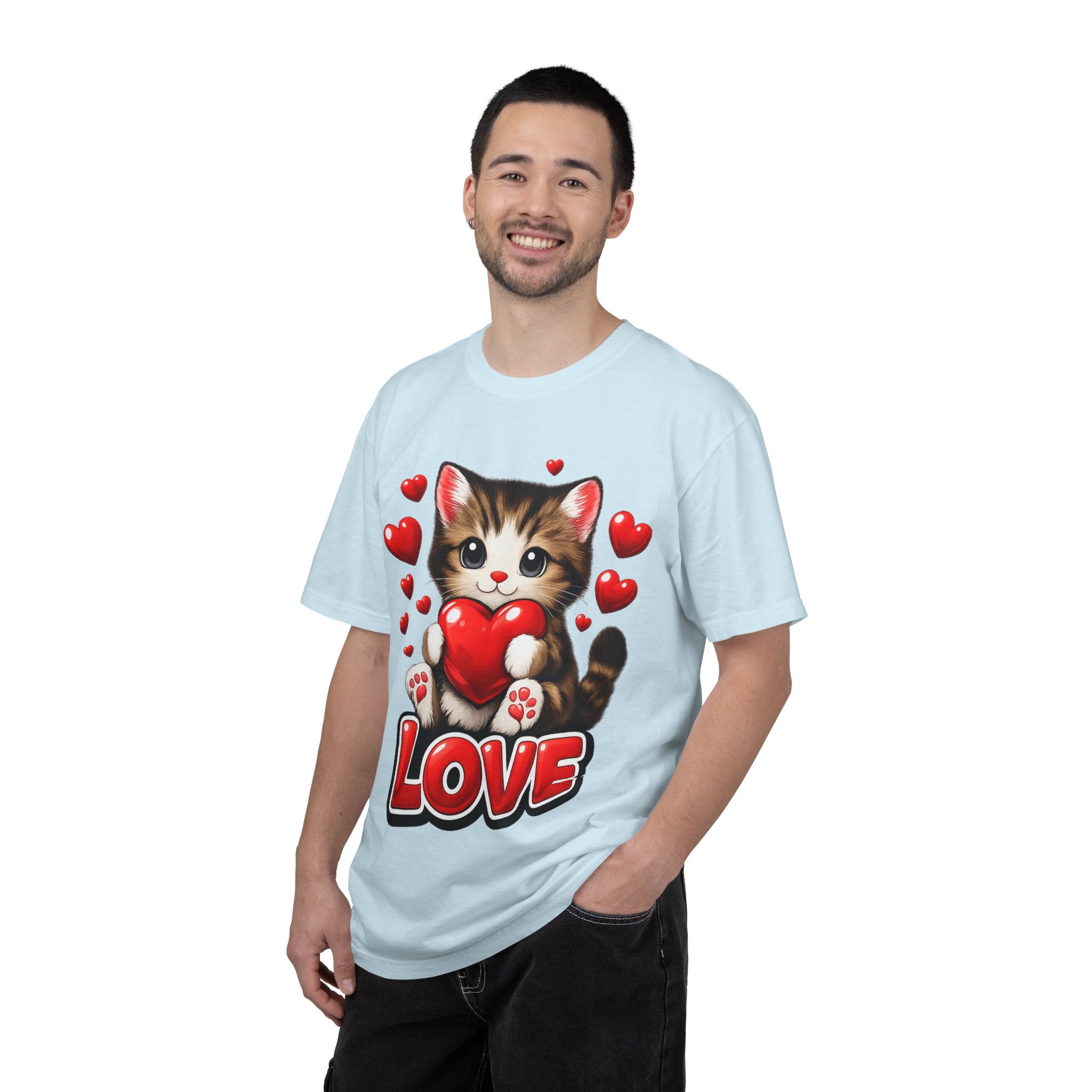 Cute Kitten Holding Heart "LOVE" T-Shirt
