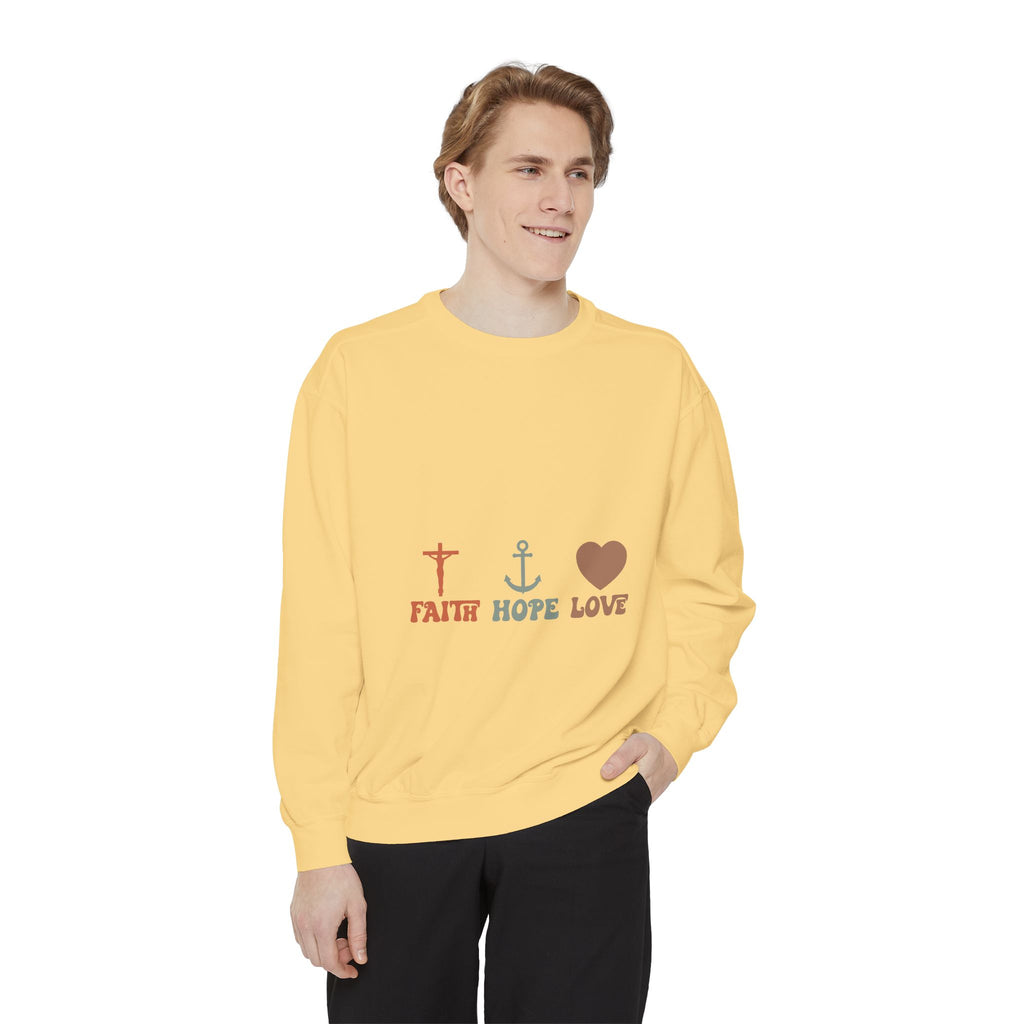 Faith Hope Love Sweatshirt — Christian Anchor Cross Heart Crewneck