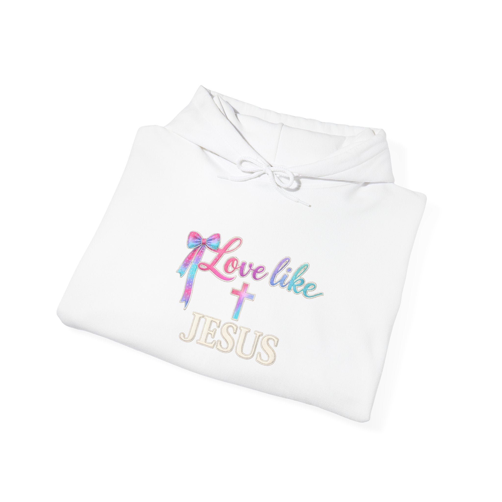 Love Like Jesus Hoodie — Faith-Based Christian Pullover with Cross Design