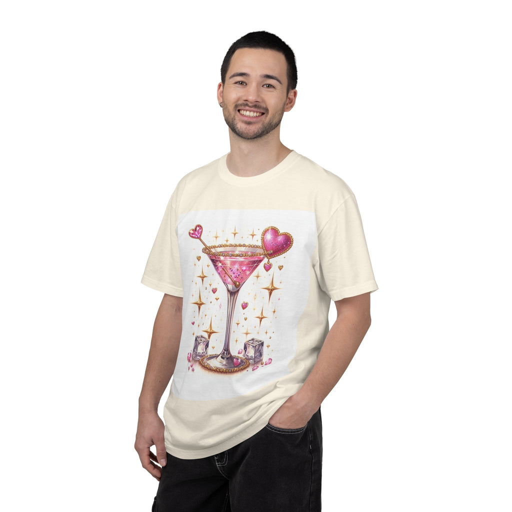 Sparkling Pink Martini T-Shirt — Glitter Cocktail Graphic Tee
