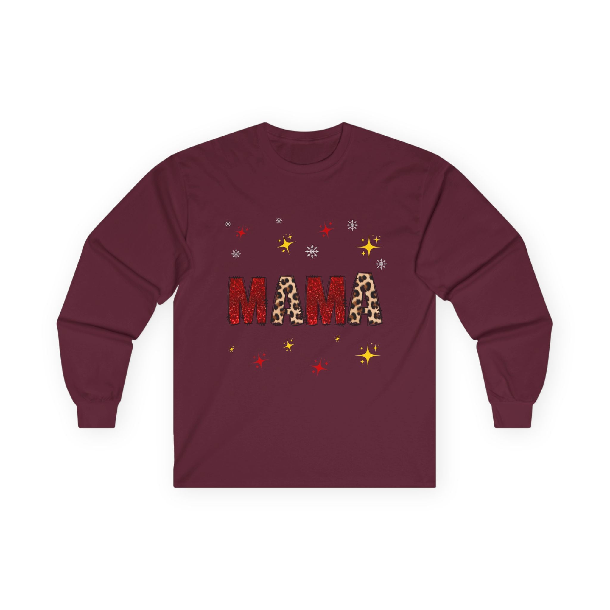 Mama Leopard Print Long Sleeve Tee — Cute Sparkle Mother's Day Shirt