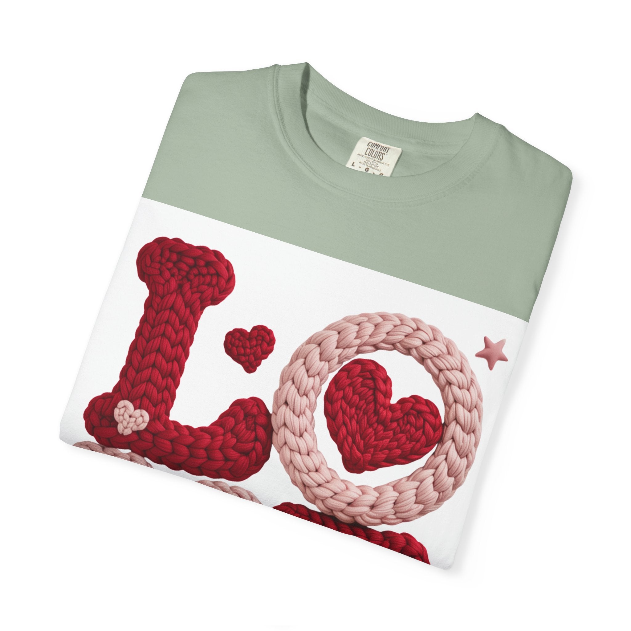 Love Knit Graphic T-Shirt — Valentine’s Day Heart Design