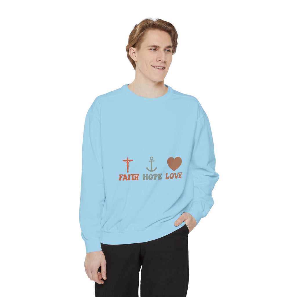 Faith Hope Love Sweatshirt — Christian Anchor Cross Heart Crewneck