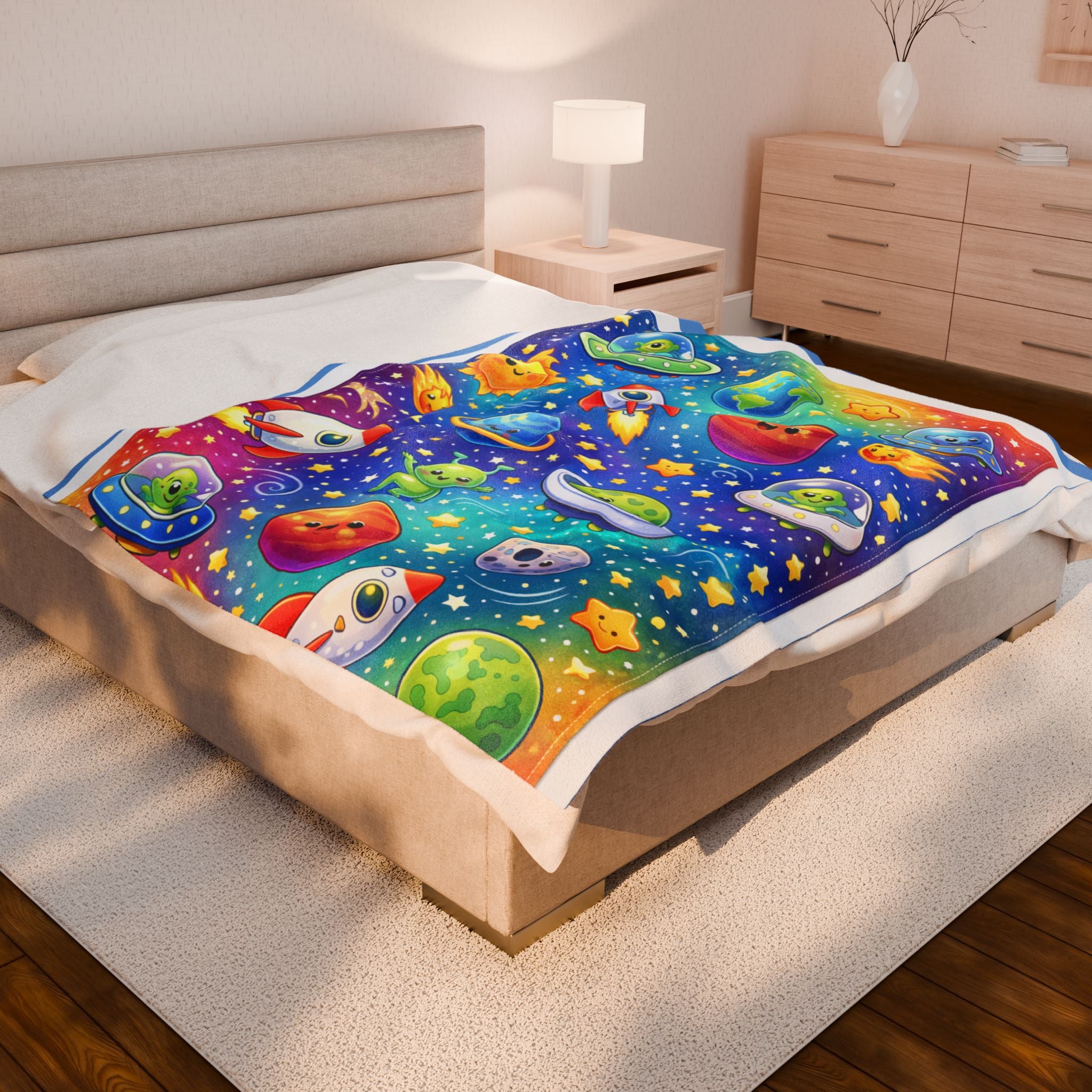 Plush Blanket — Colorful Bubble Galaxy Design Velveteen Throw