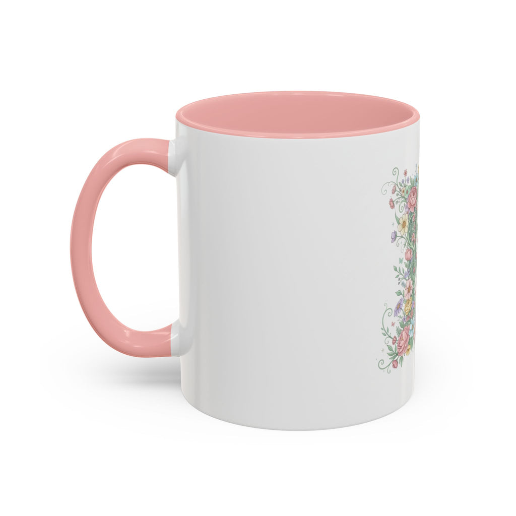 Floral Monogram 'K' Accent Coffee Mug — Elegant Initial Gift (11oz, 15oz)