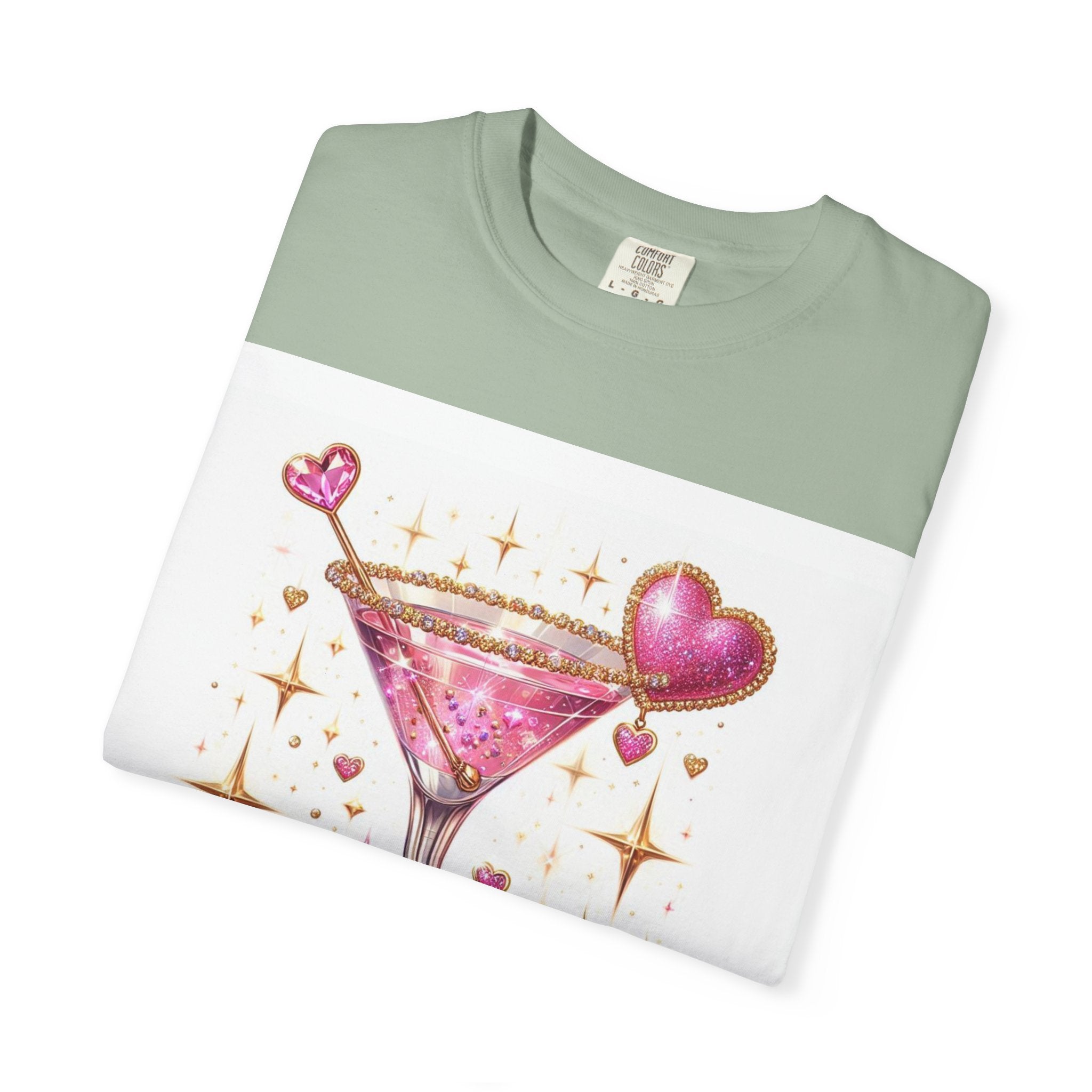 Sparkling Pink Martini T-Shirt — Glitter Cocktail Graphic Tee