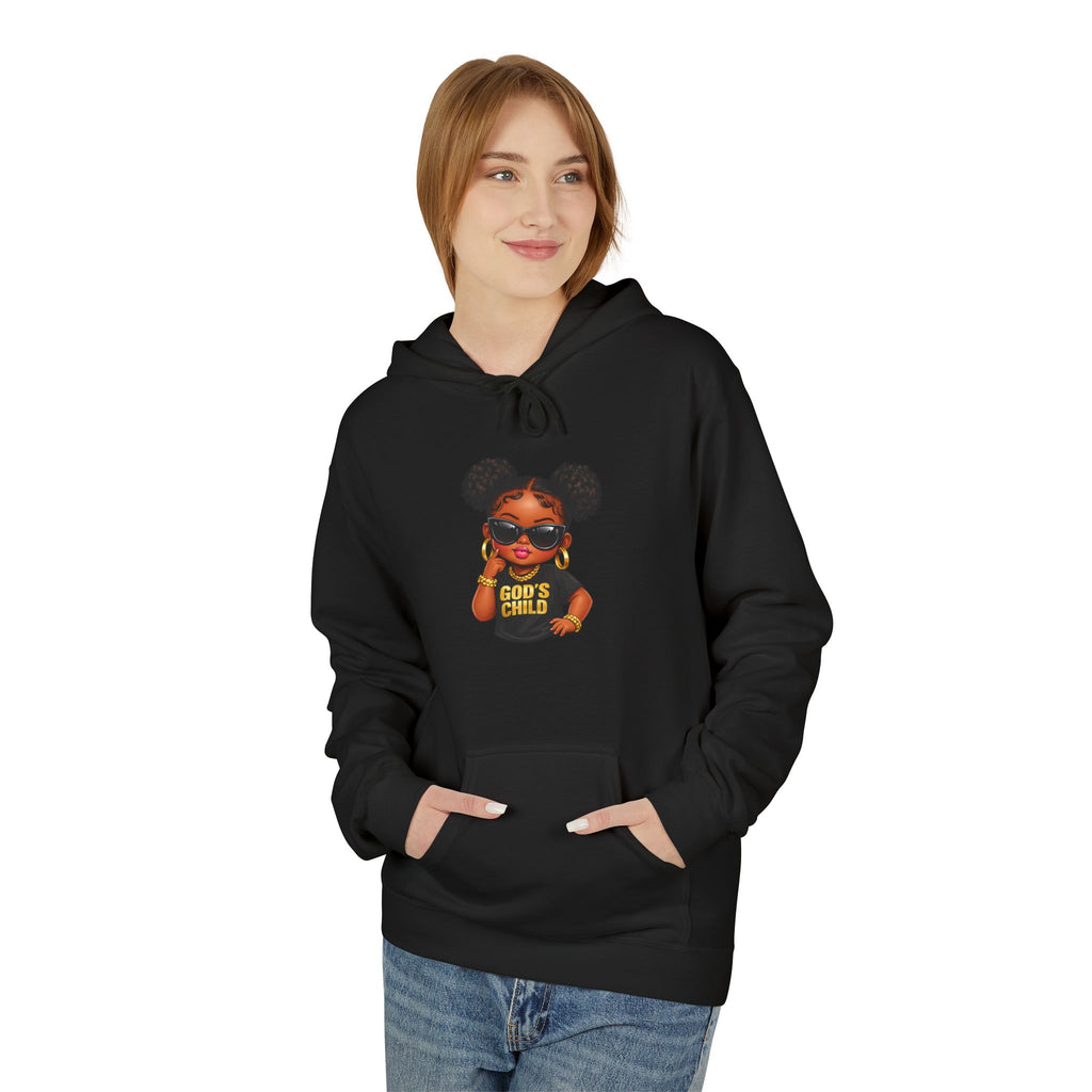 Hoodie — 'Black Girl Magic' Kid with Puffs Graphic White Hoodie