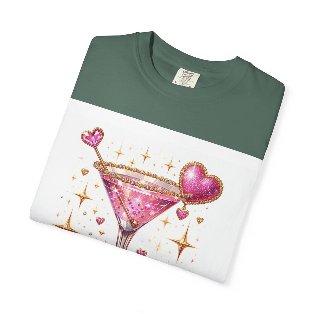Sparkling Pink Martini T-Shirt — Glitter Cocktail Graphic Tee