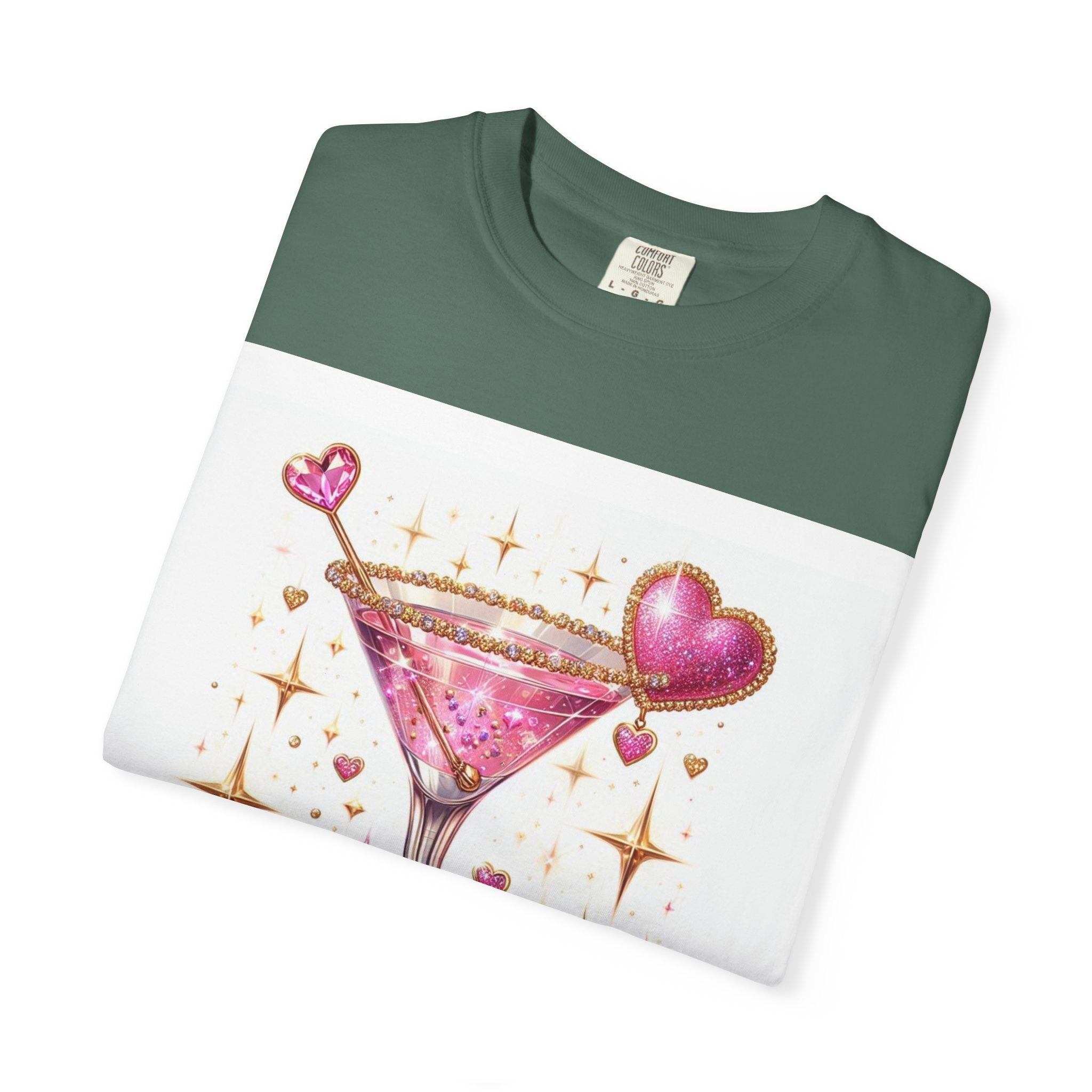 Sparkling Pink Martini T-Shirt — Glitter Cocktail Graphic Tee