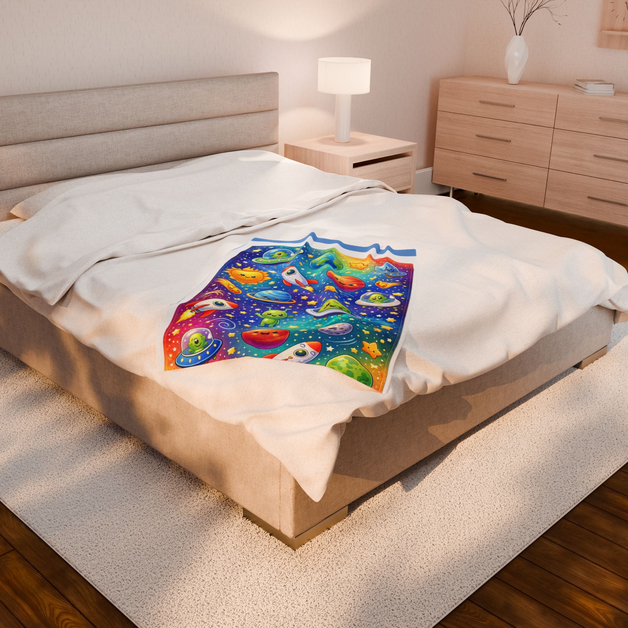 Plush Blanket — Colorful Bubble Galaxy Design Velveteen Throw