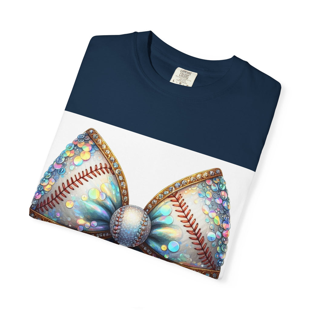 Sequin Bow Graphic T-Shirt — Shimmering Ribbon Art Tee