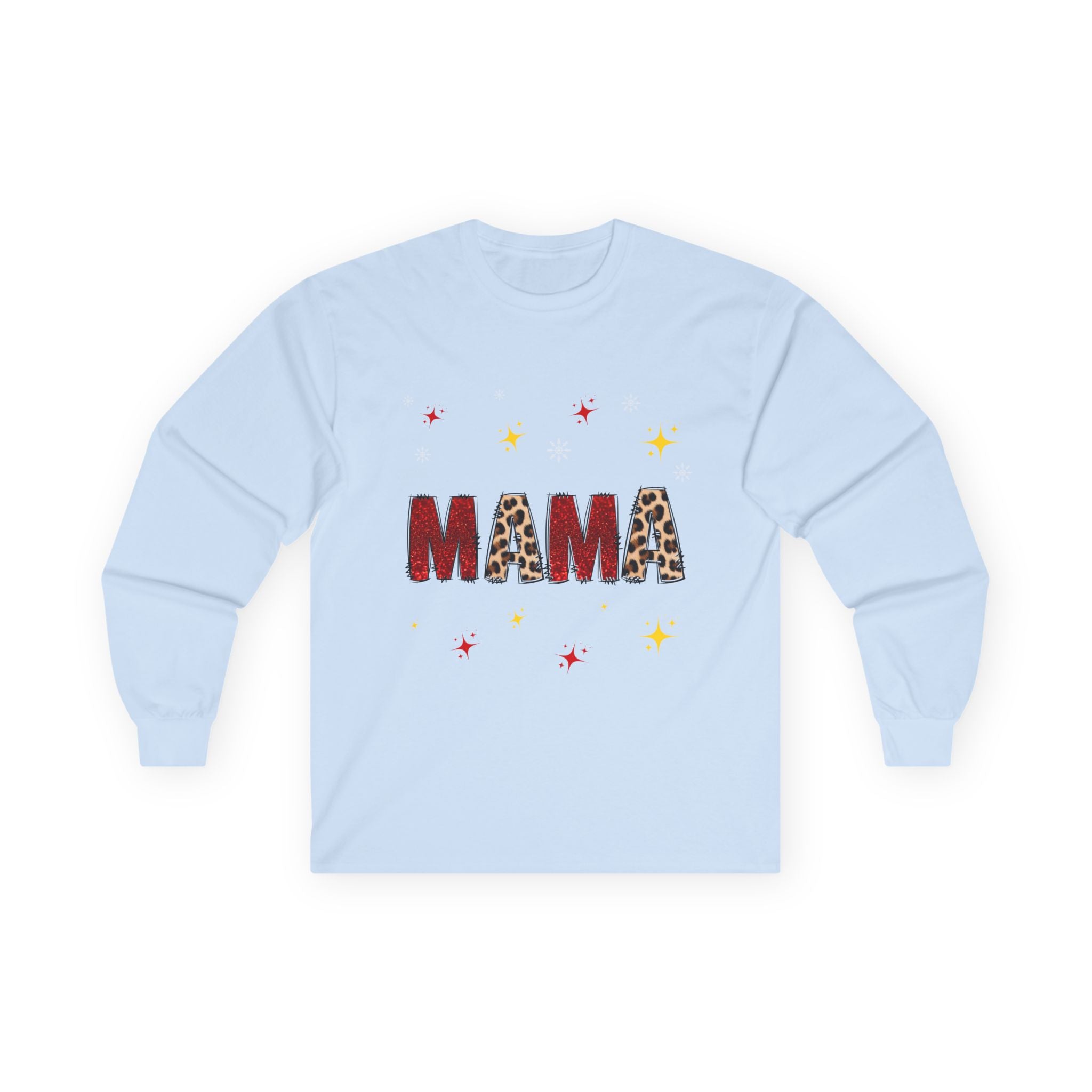 Mama Leopard Print Long Sleeve Tee — Cute Sparkle Mother's Day Shirt