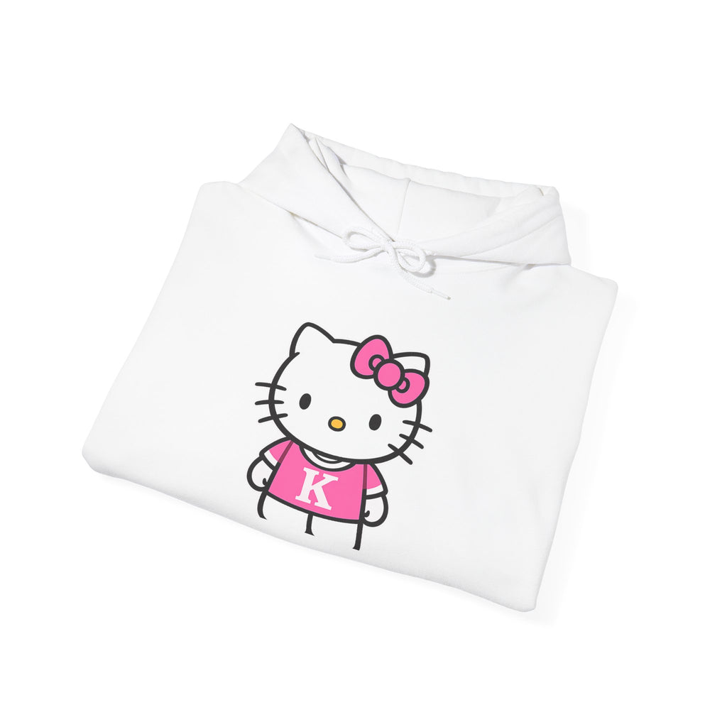Hello Kitty 'K' Pink Bow Hoodie — Cute Kawaii White Pullover
