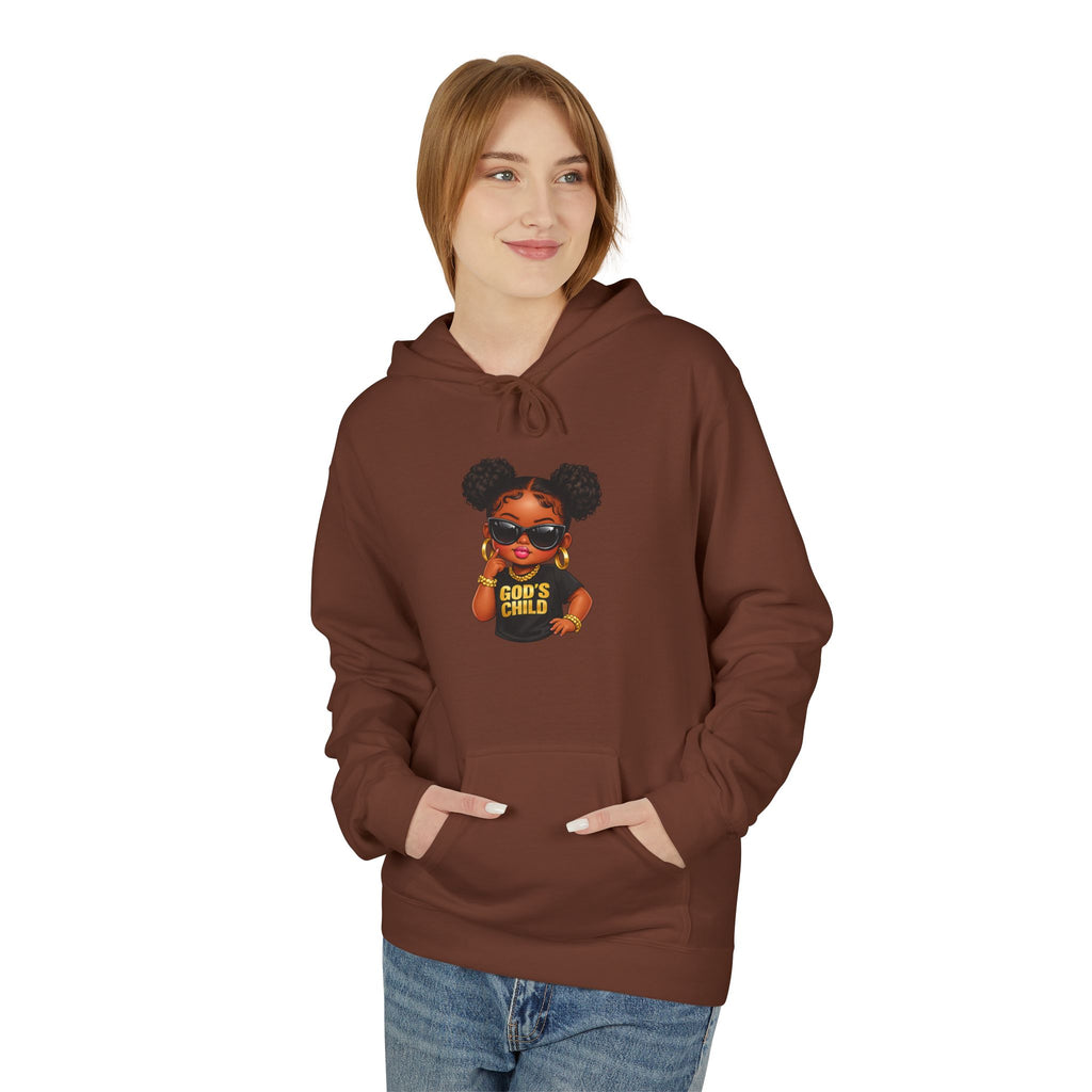 Hoodie — 'Black Girl Magic' Kid with Puffs Graphic White Hoodie