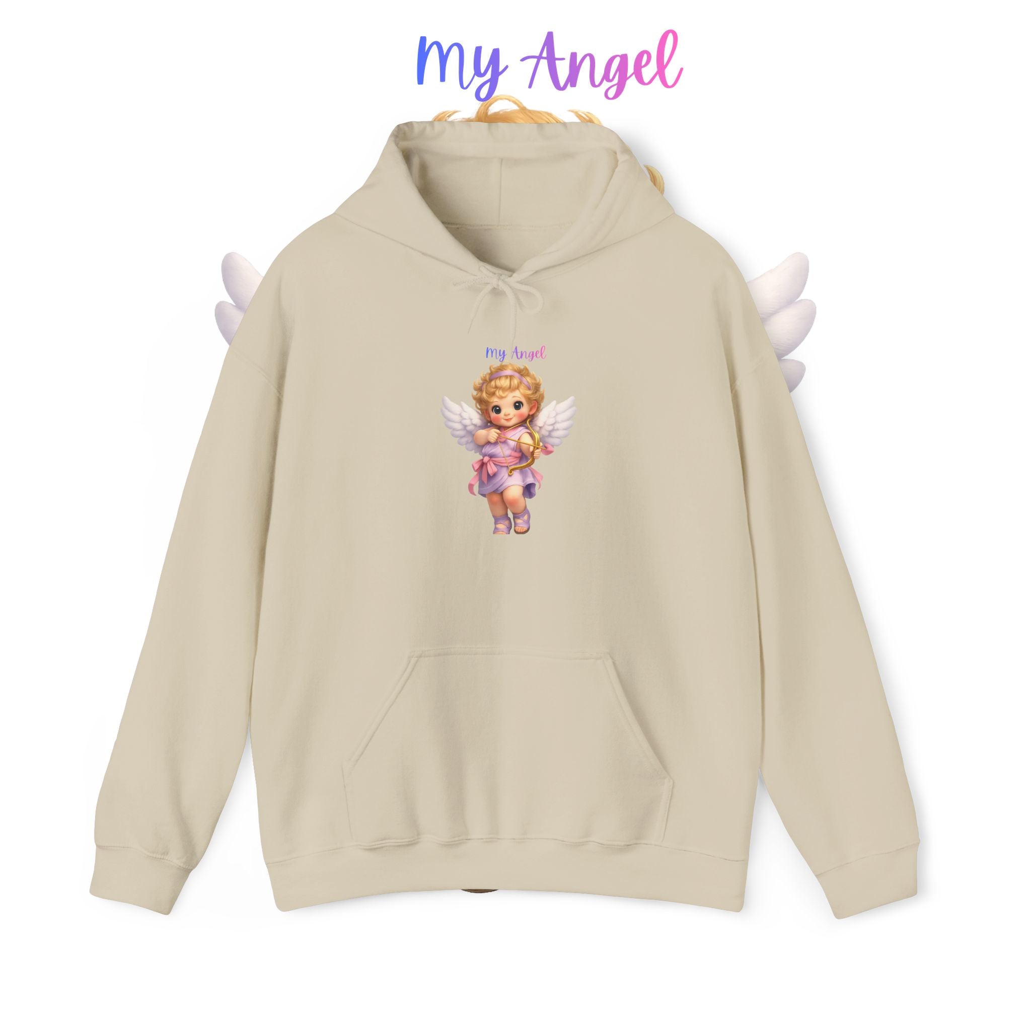 Angel Cherub Hoodie — 'Pray Hard' Cute Vintage Baby Angel Pullover