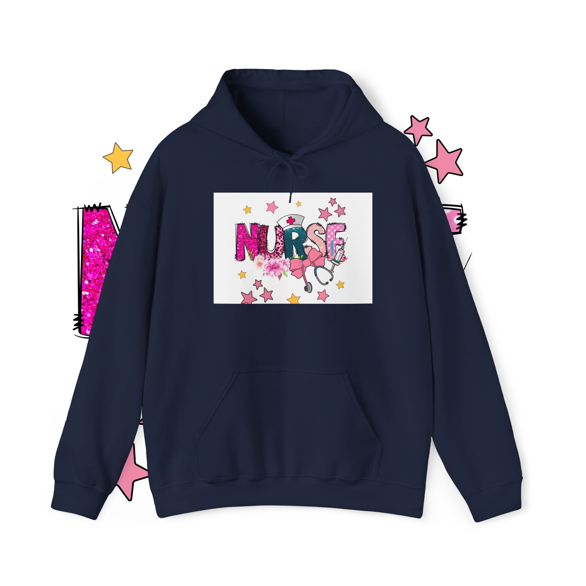 Nurse Stethoscope Stars Hoodie — Cute Floral Nursing Appreciation Gift