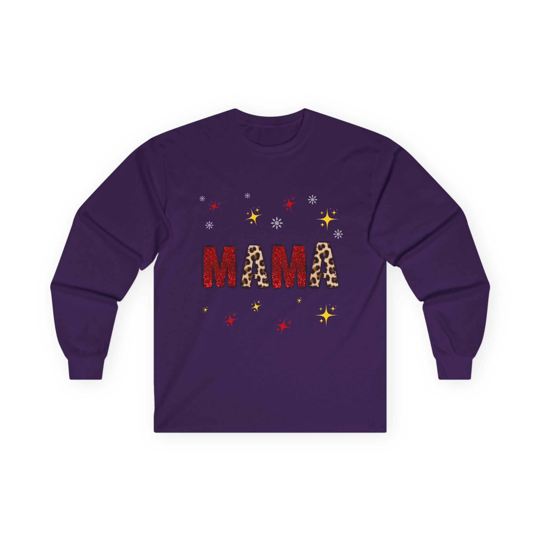 Mama Leopard Print Long Sleeve Tee — Cute Sparkle Mother's Day Shirt