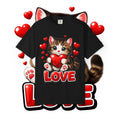 Cute Kitten Holding Heart "LOVE" T-Shirt