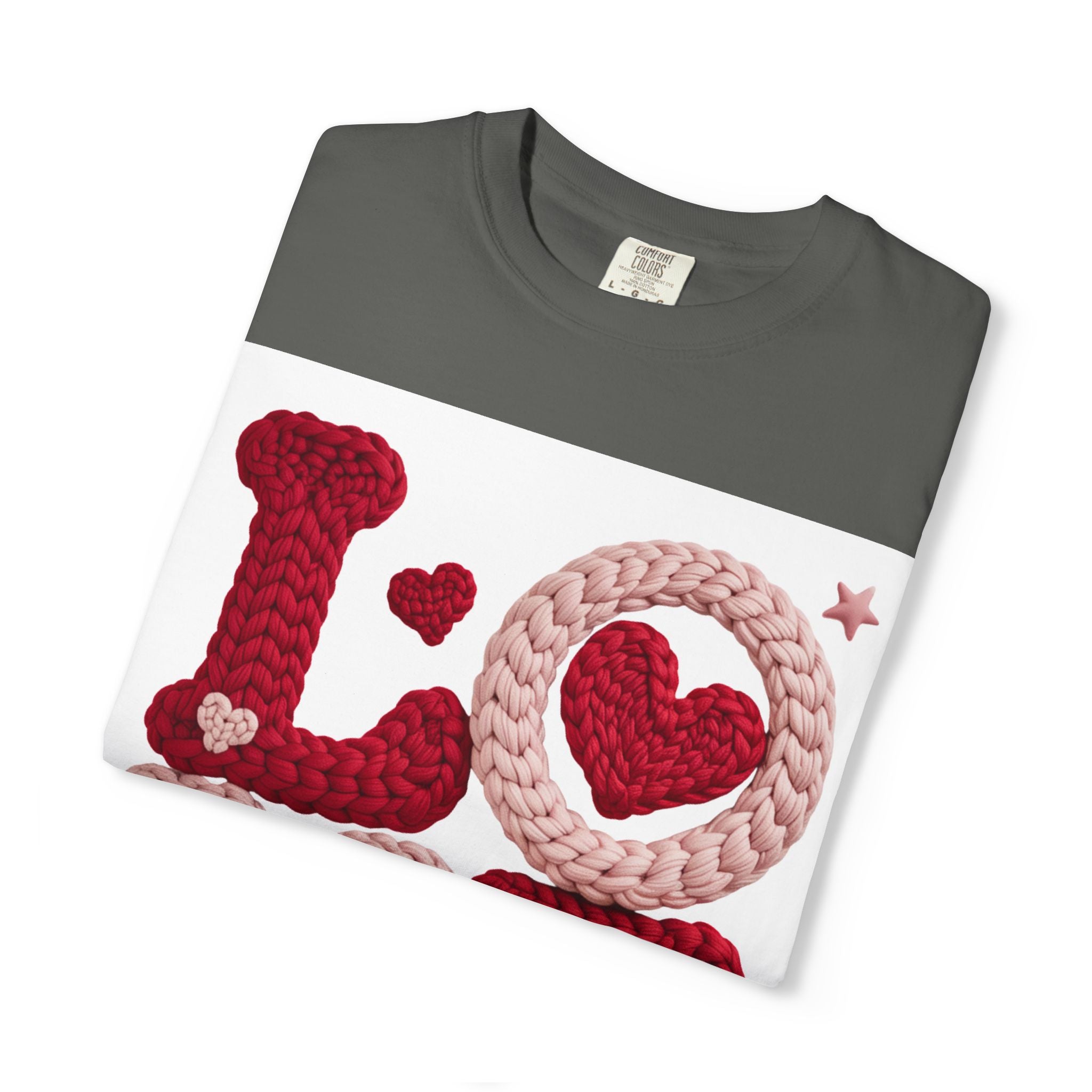 Love Knit Graphic T-Shirt — Valentine’s Day Heart Design