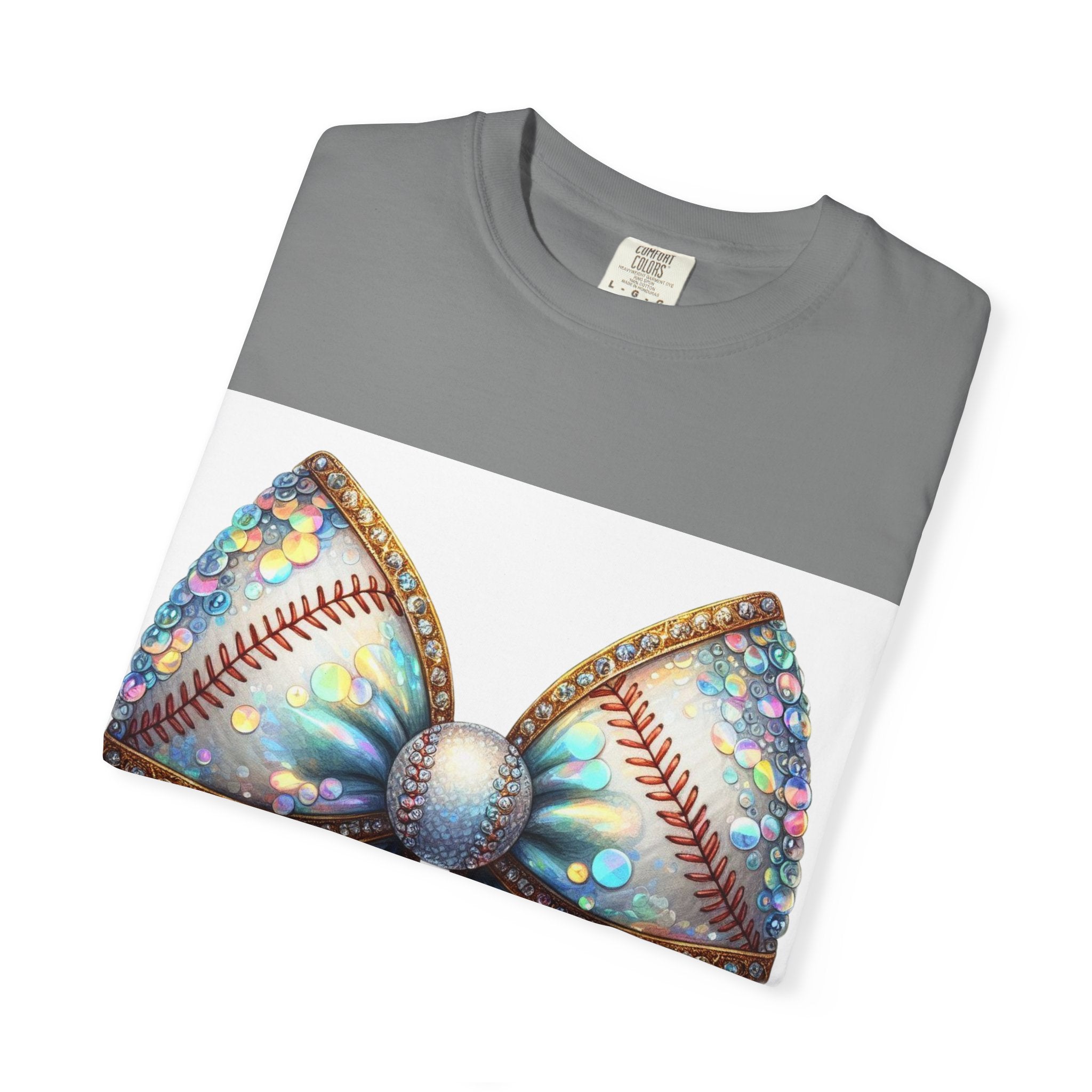 Sequin Bow Graphic T-Shirt — Shimmering Ribbon Art Tee