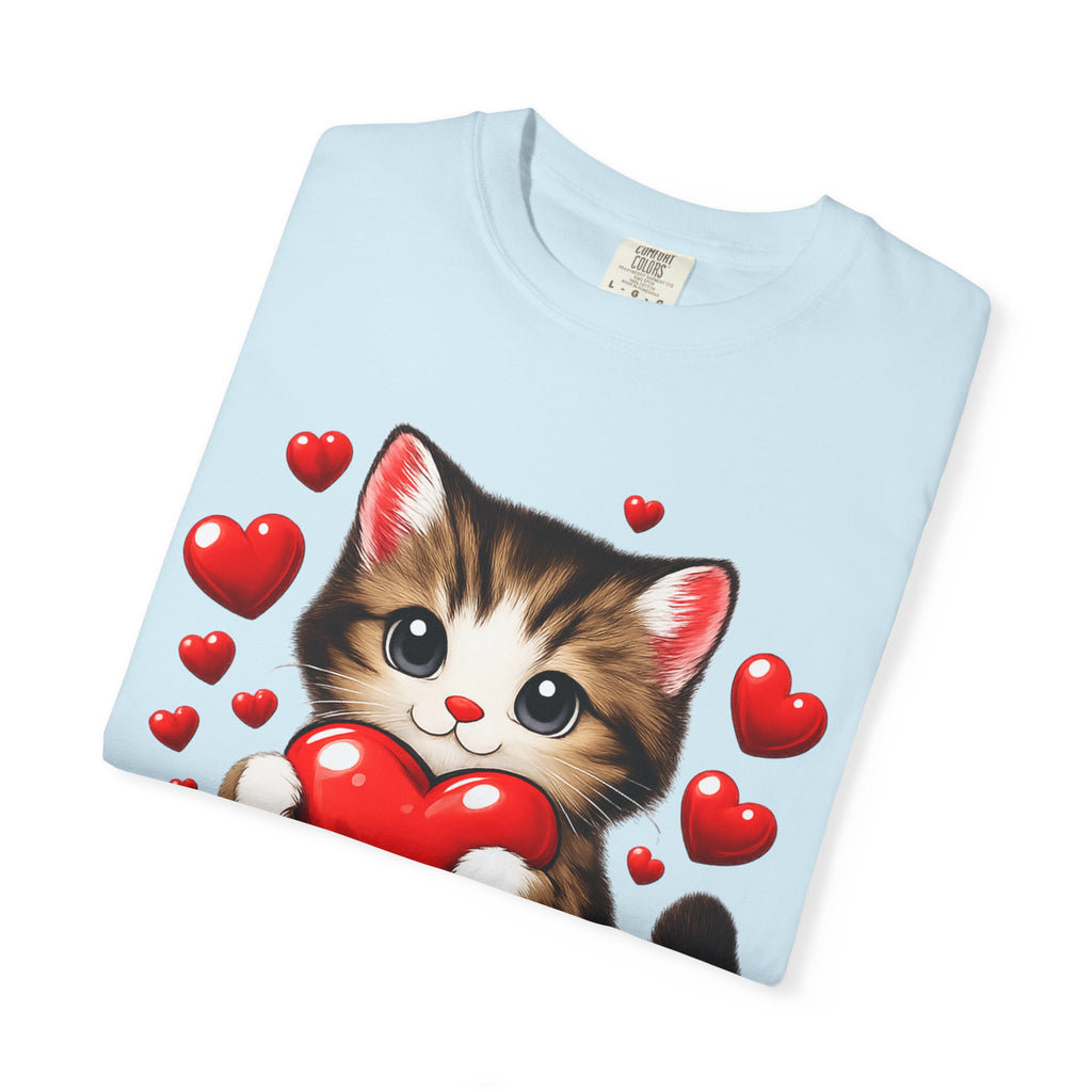 Cute Kitten Holding Heart "LOVE" T-Shirt