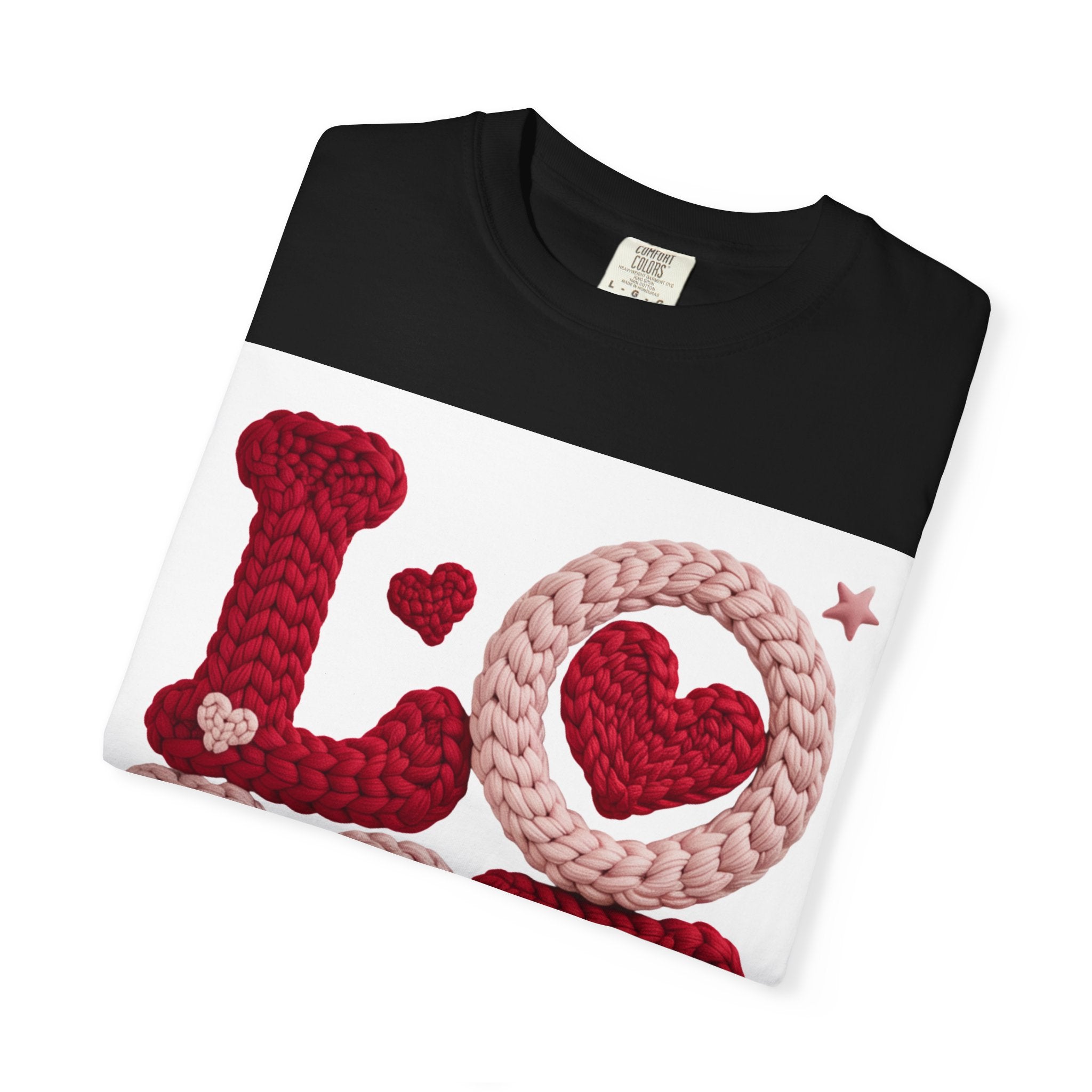 Love Knit Graphic T-Shirt — Valentine’s Day Heart Design