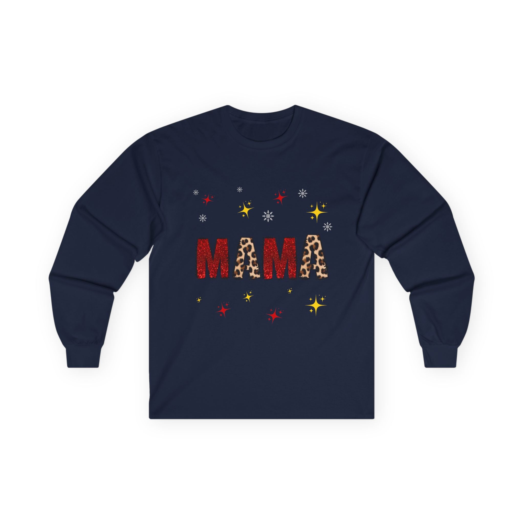 Mama Leopard Print Long Sleeve Tee — Cute Sparkle Mother's Day Shirt