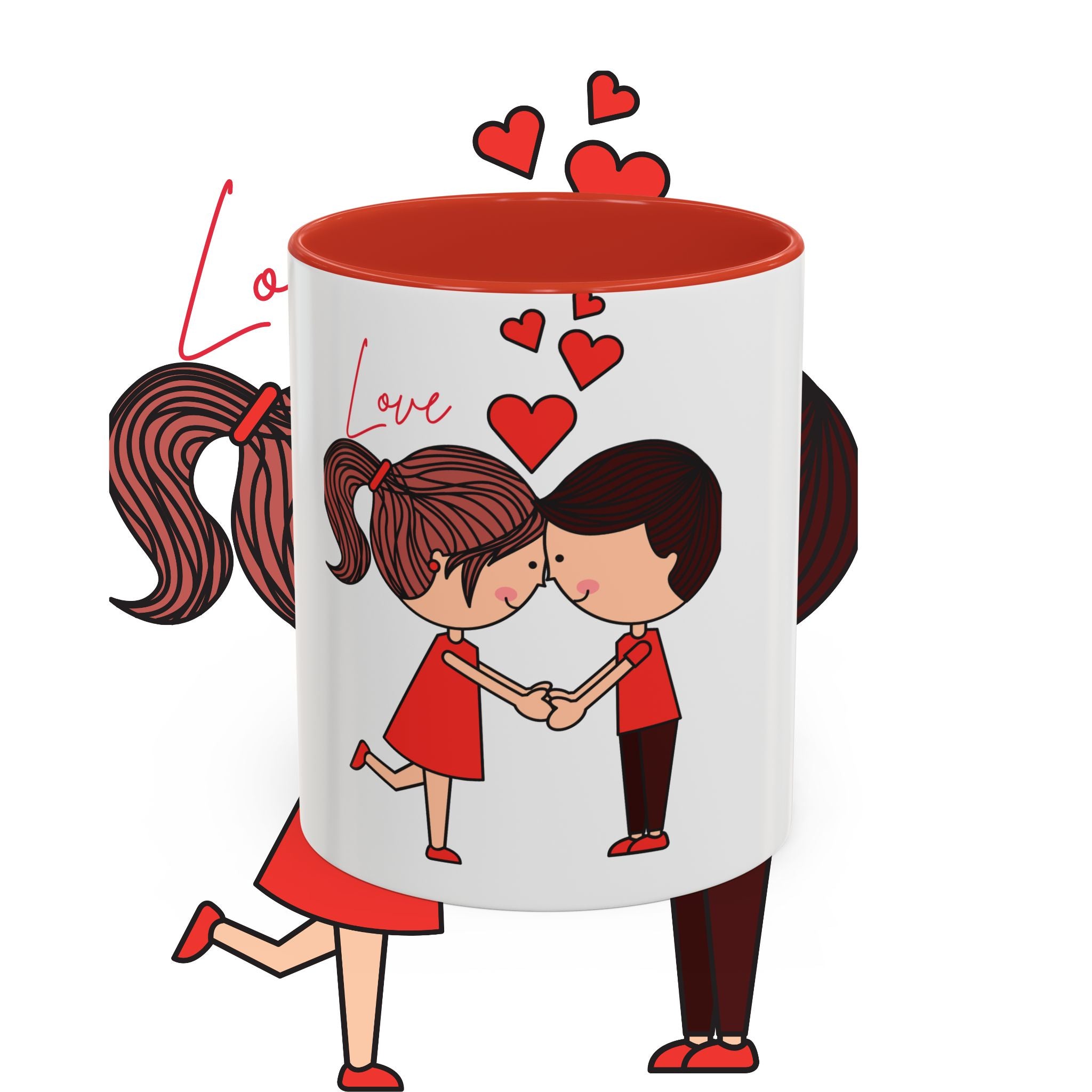 Love Couple Accent Coffee Mug — Cute Romantic Cartoon Mug (11/15oz)