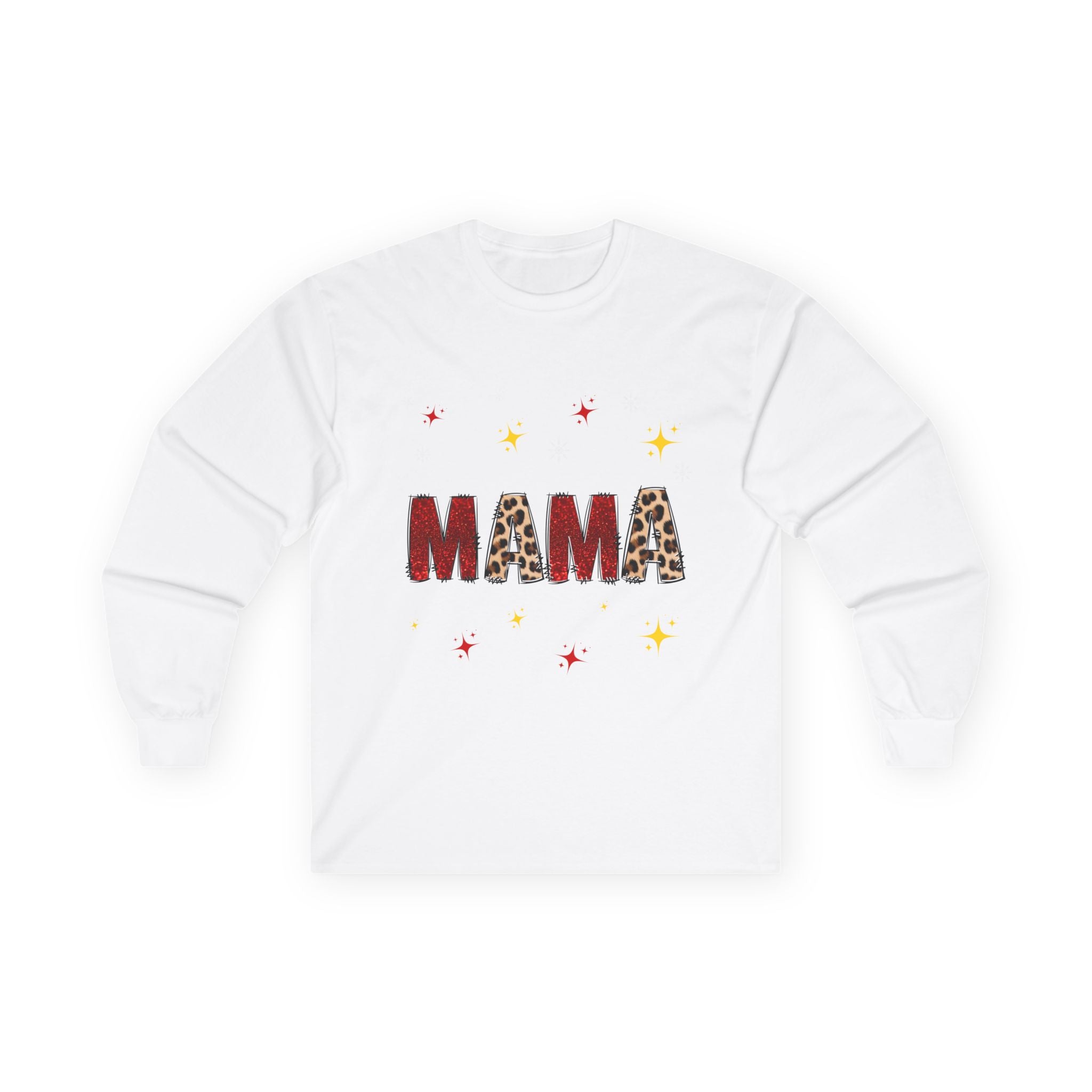 Mama Leopard Print Long Sleeve Tee — Cute Sparkle Mother's Day Shirt