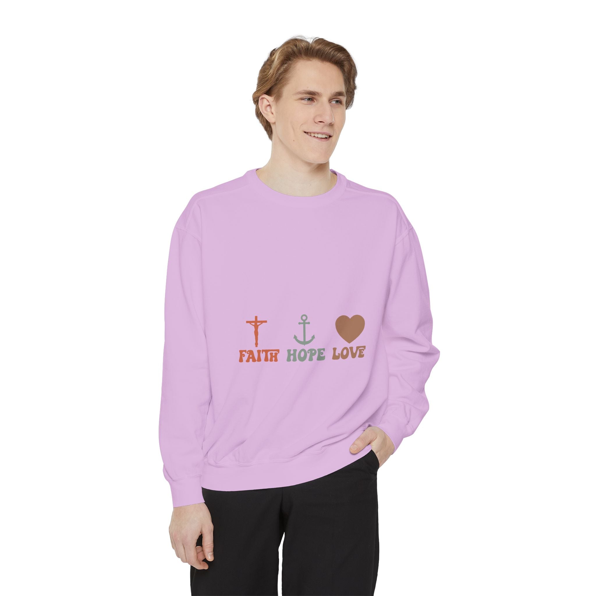 Faith Hope Love Sweatshirt — Christian Anchor Cross Heart Crewneck