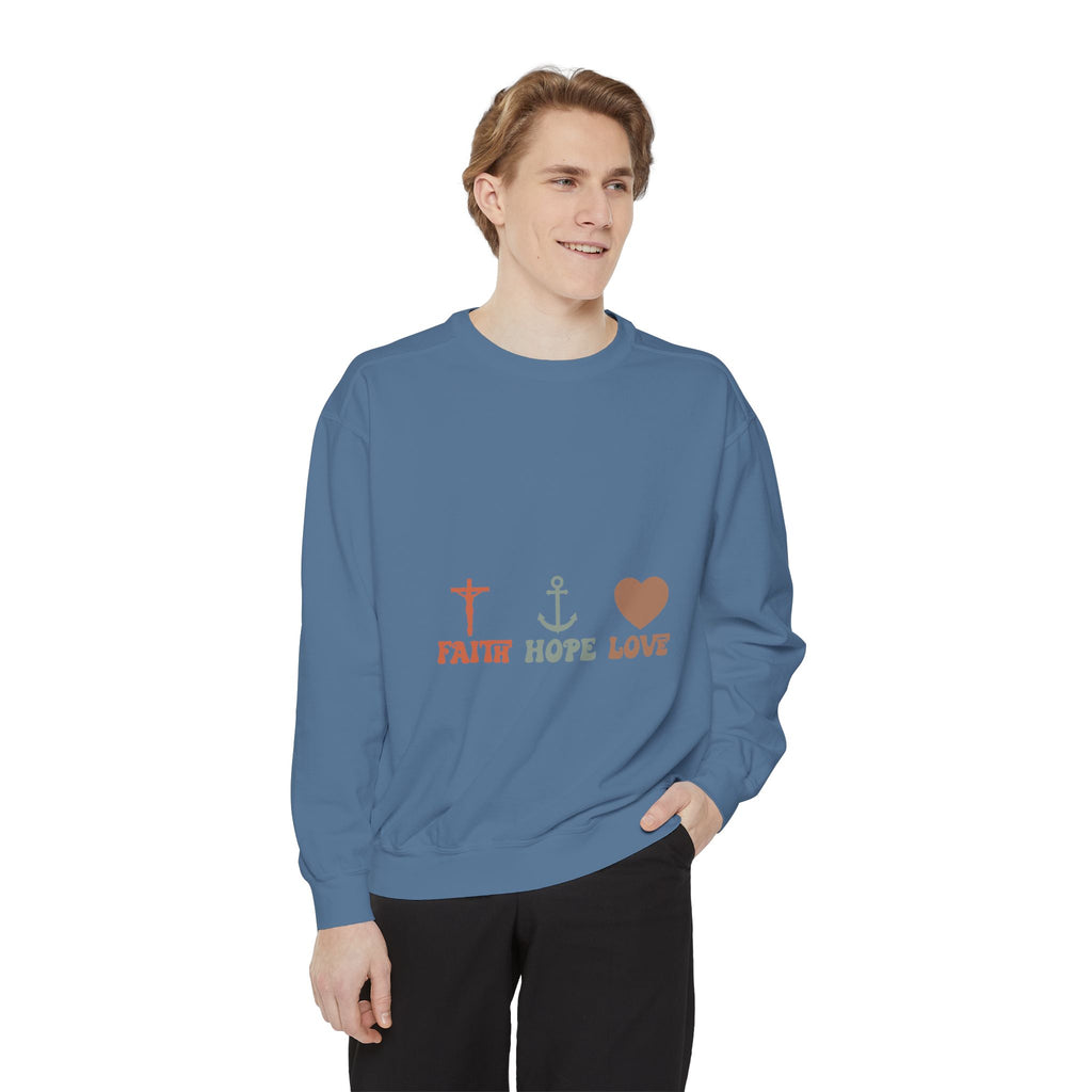 Faith Hope Love Sweatshirt — Christian Anchor Cross Heart Crewneck