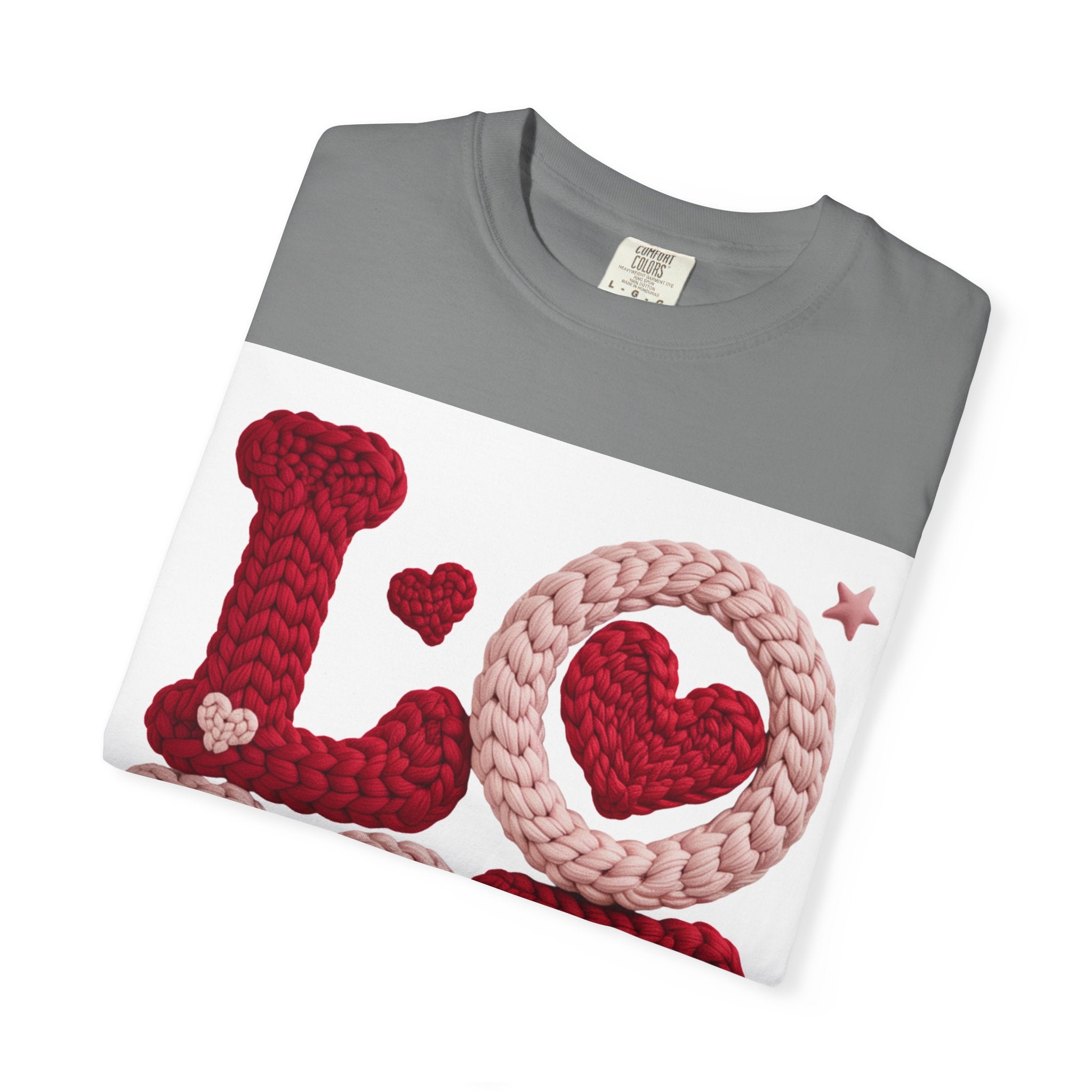 Love Knit Graphic T-Shirt — Valentine’s Day Heart Design