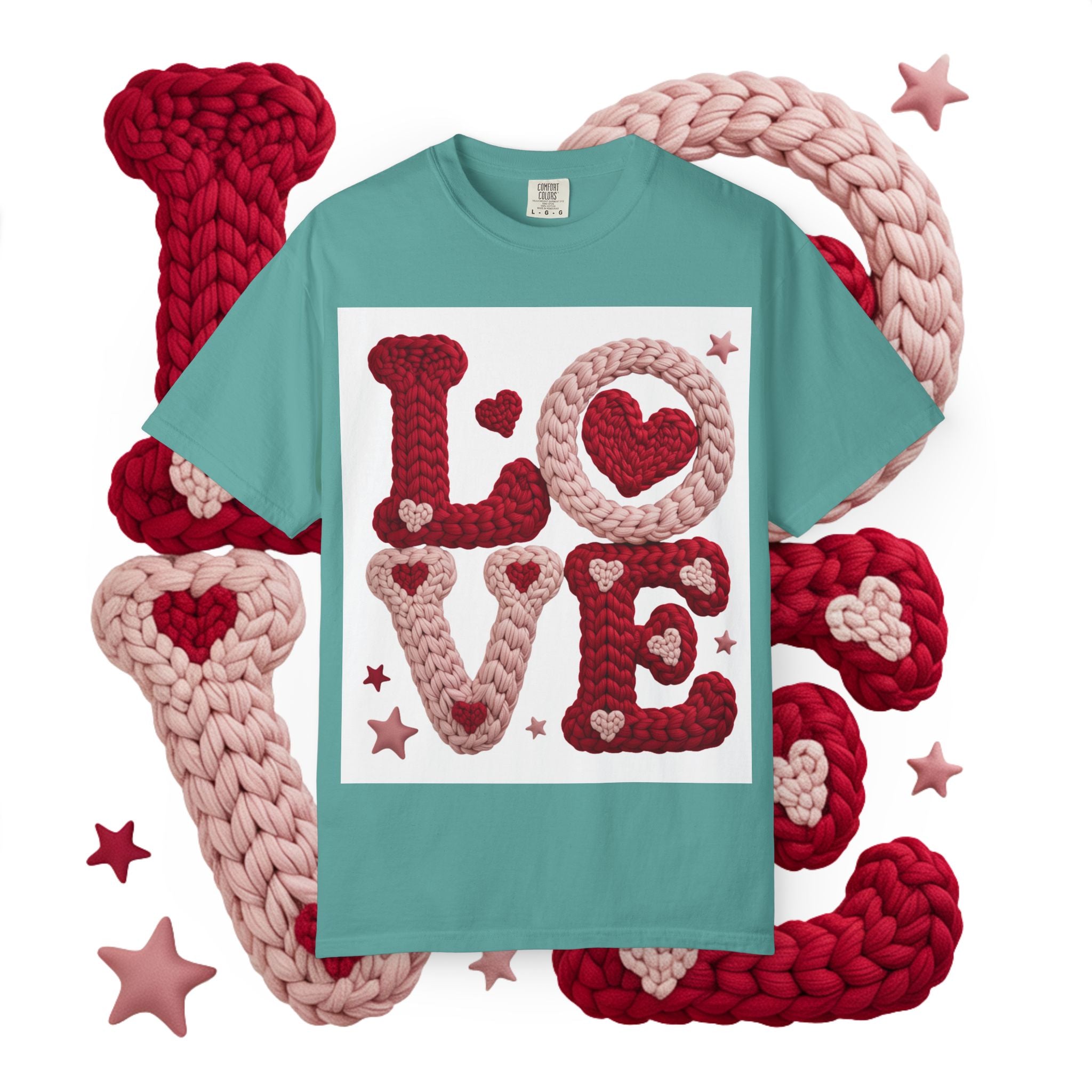 Love Knit Graphic T-Shirt — Valentine’s Day Heart Design