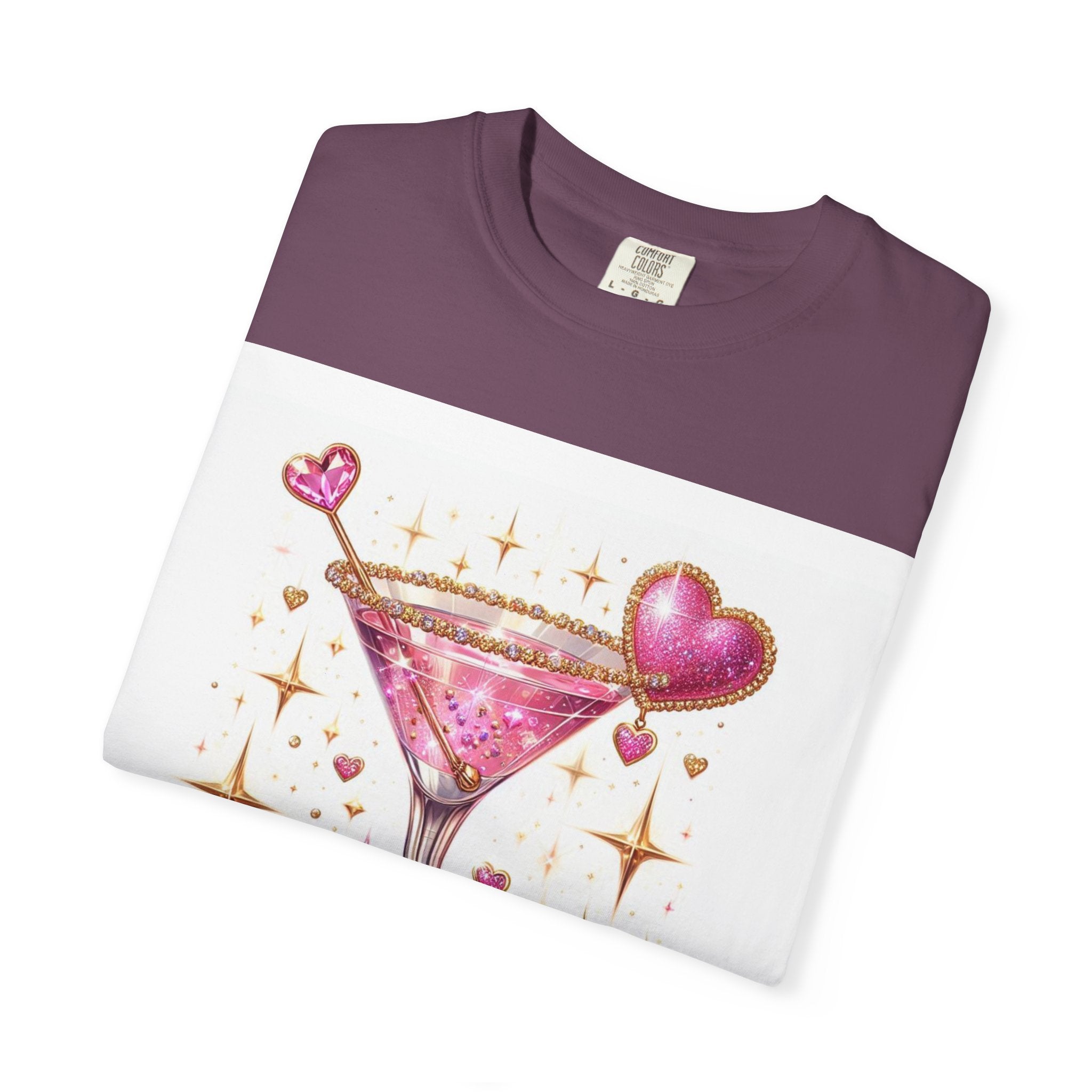 Sparkling Pink Martini T-Shirt — Glitter Cocktail Graphic Tee