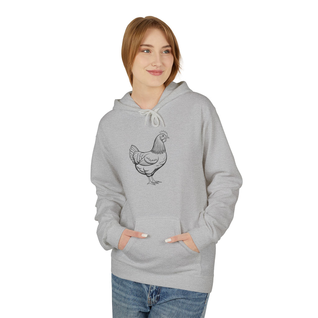Chicken Line Art Hoodie — Minimal Farmhouse Poultry Graphic