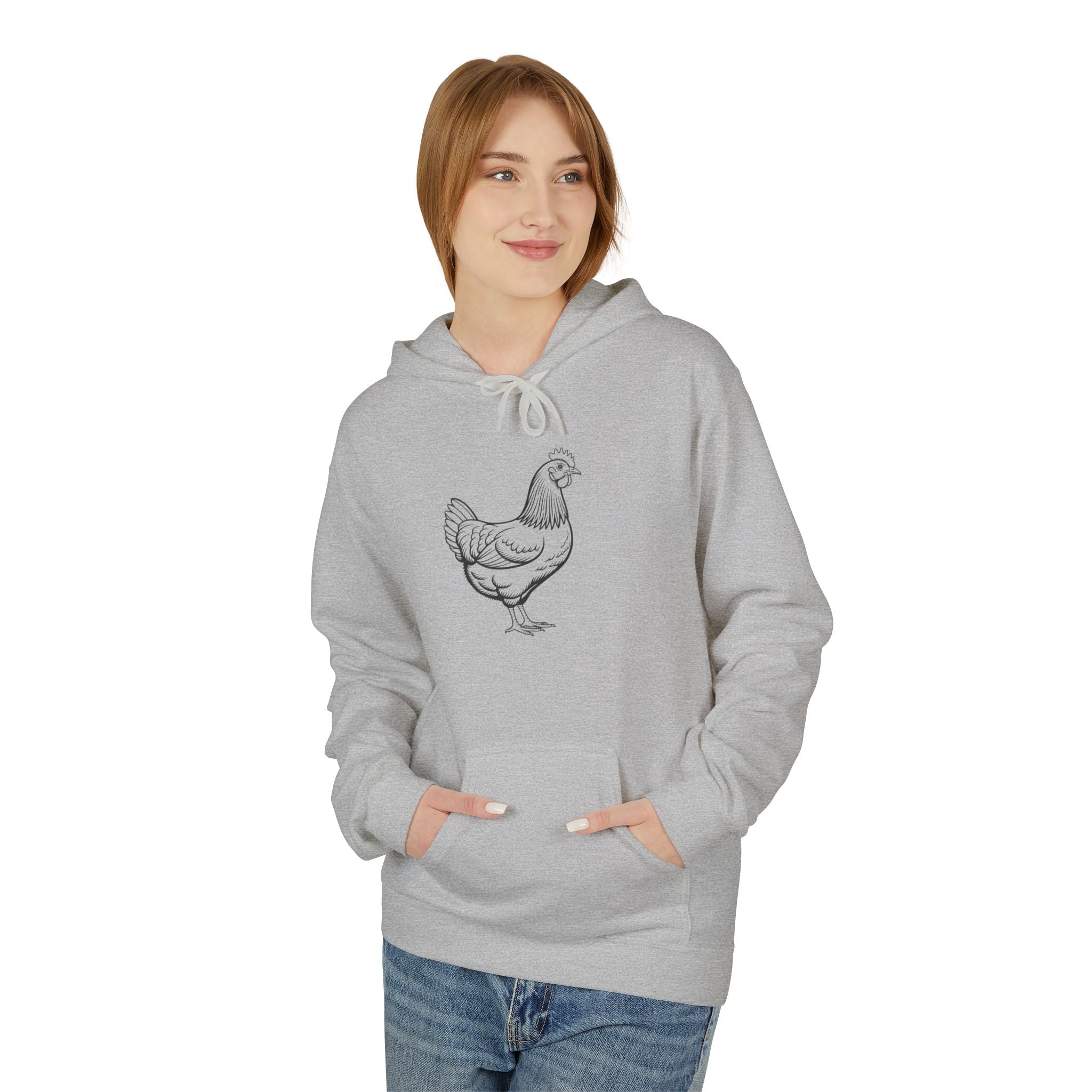 Chicken Line Art Hoodie — Minimal Farmhouse Poultry Graphic