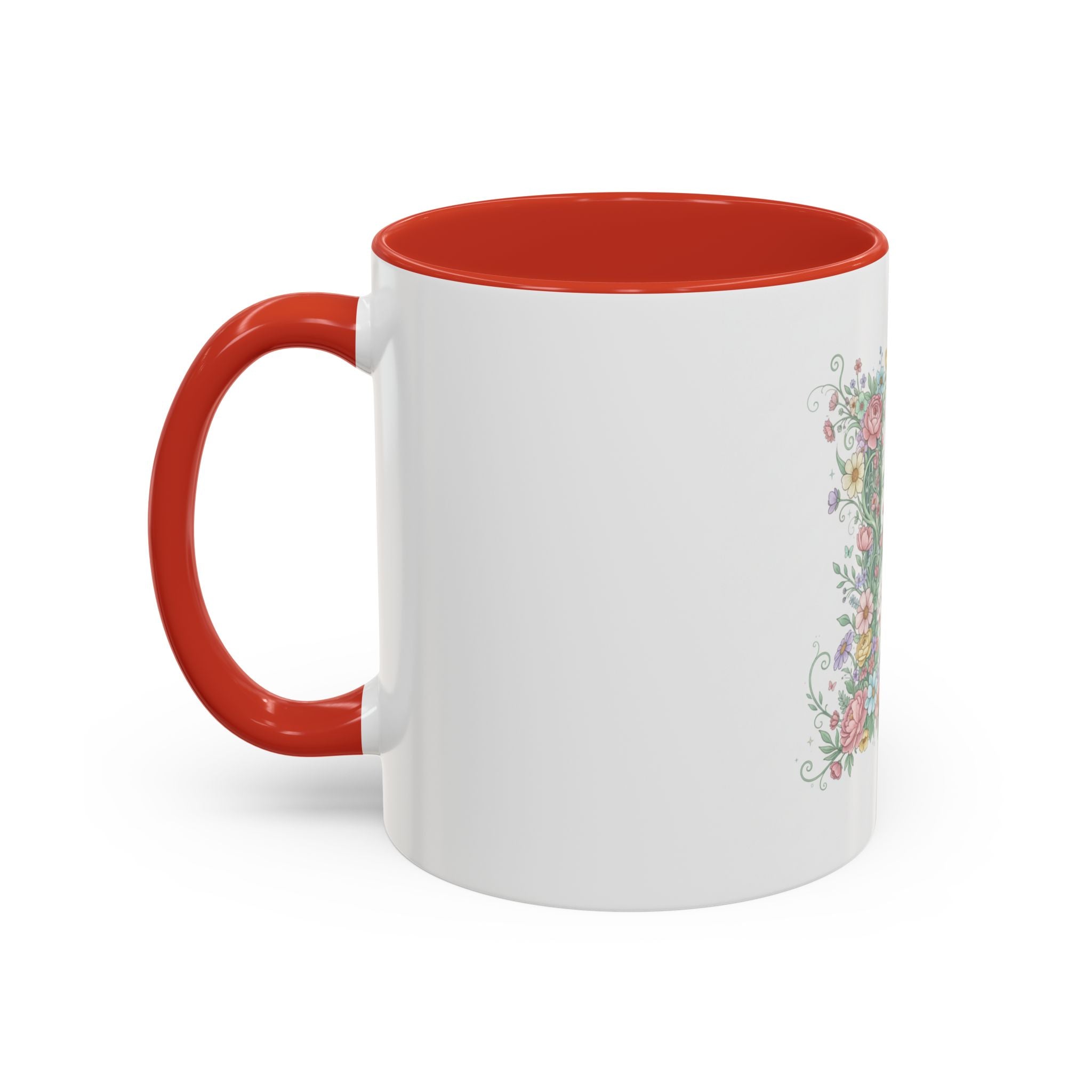 Floral Monogram 'K' Accent Coffee Mug — Elegant Initial Gift (11oz, 15oz)