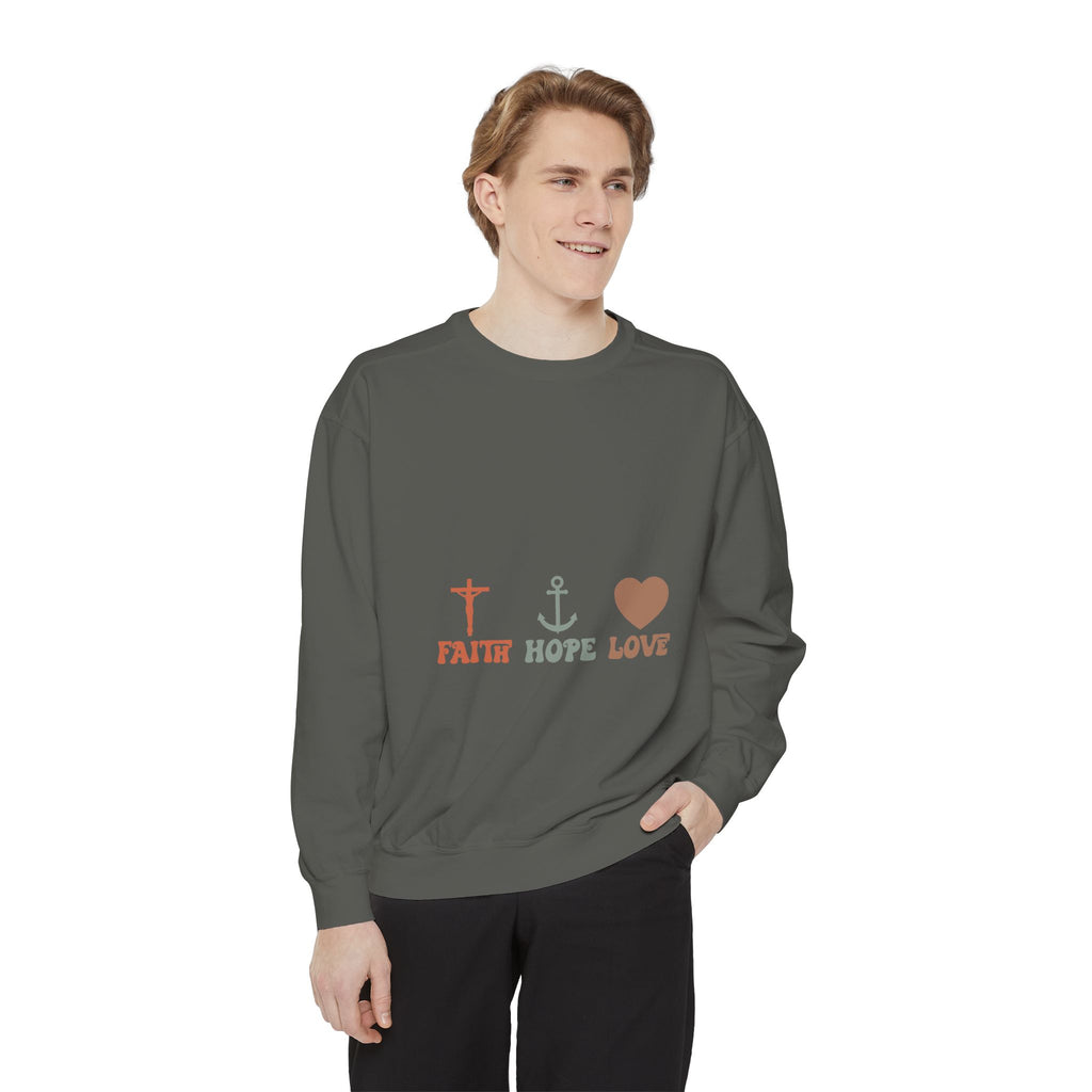 Faith Hope Love Sweatshirt — Christian Anchor Cross Heart Crewneck