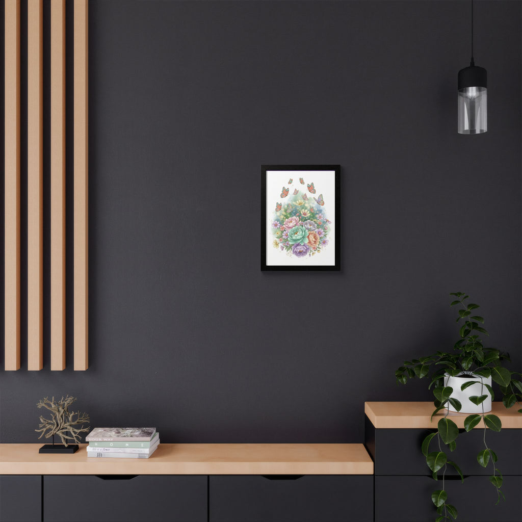 Floral Bouquet & Butterflies Framed Poster
