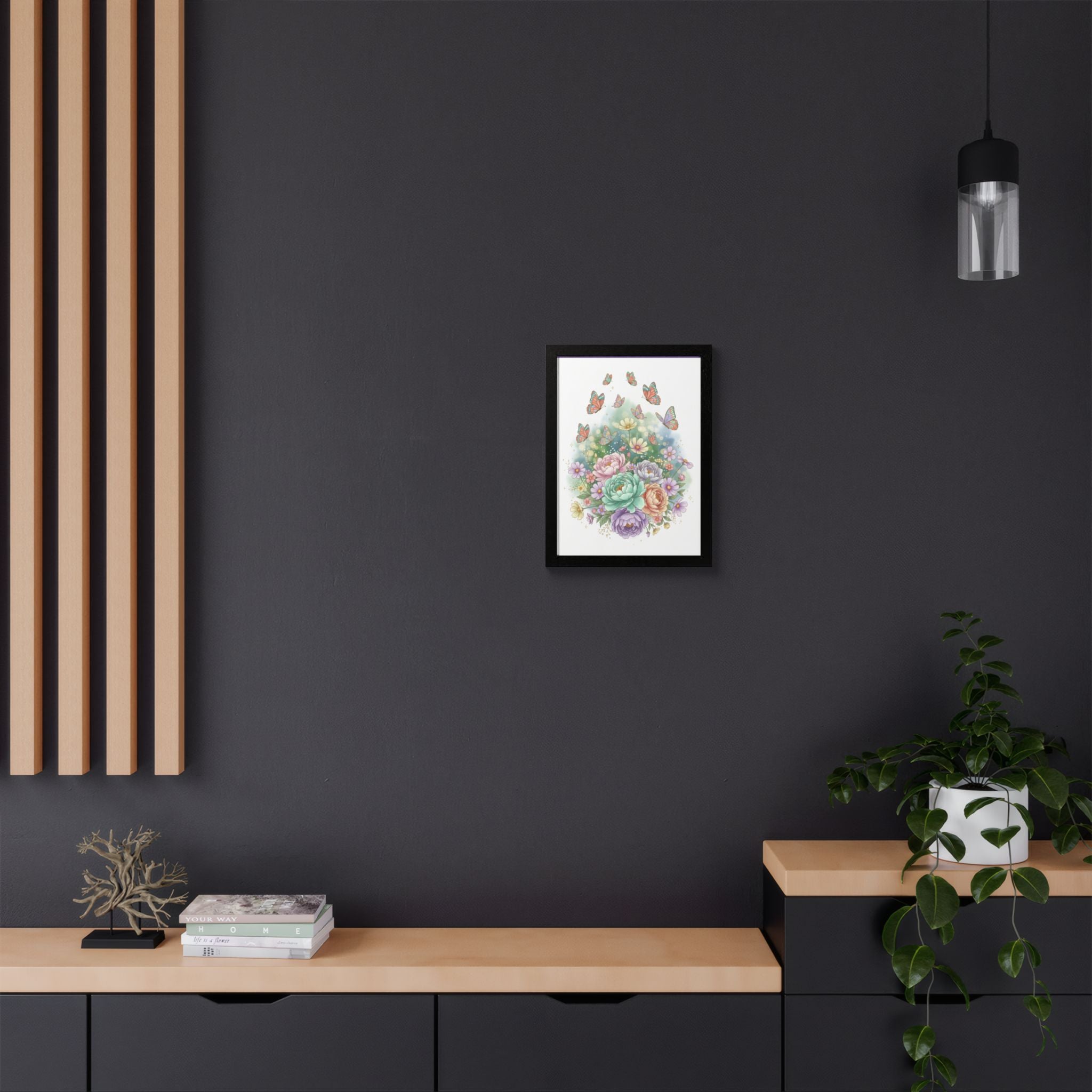 Floral Bouquet & Butterflies Framed Poster