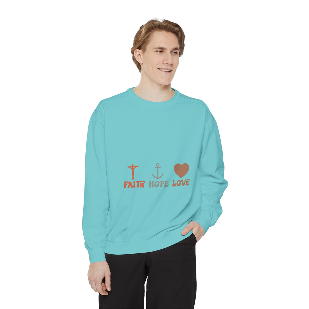Faith Hope Love Sweatshirt — Christian Anchor Cross Heart Crewneck