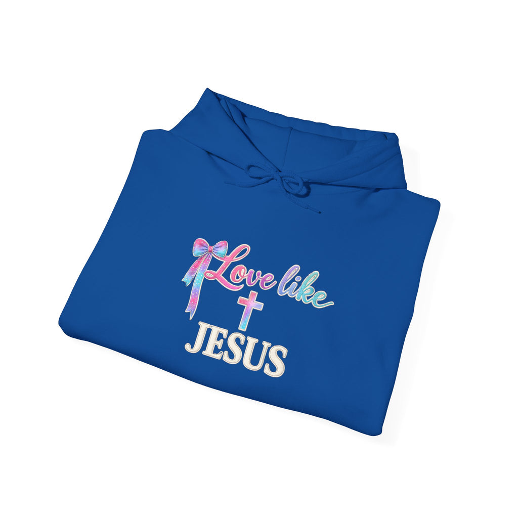 Love Like Jesus Hoodie — Faith-Based Christian Pullover with Cross Design