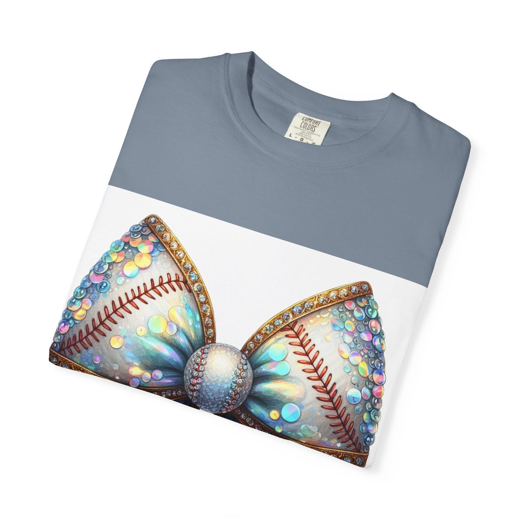 Sequin Bow Graphic T-Shirt — Shimmering Ribbon Art Tee