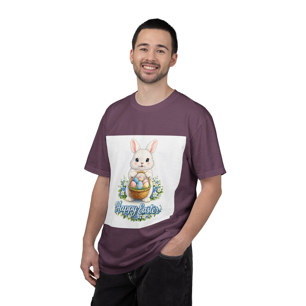 Easter Bunny T-Shirt — "Happy Easter" Cute Bunny with Egg Basket